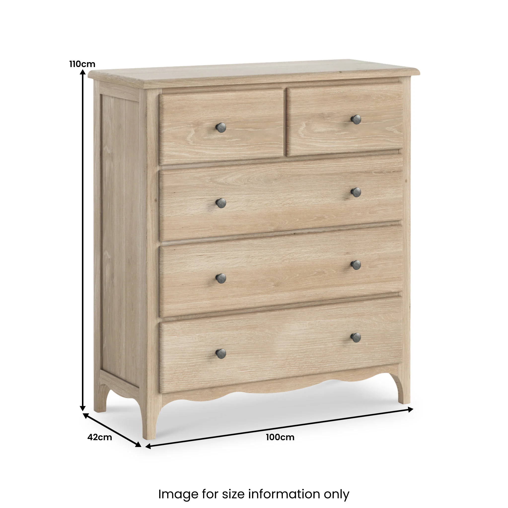 Celine Washed Oak XL 2 Over 3 Drawer Chest - Image 8