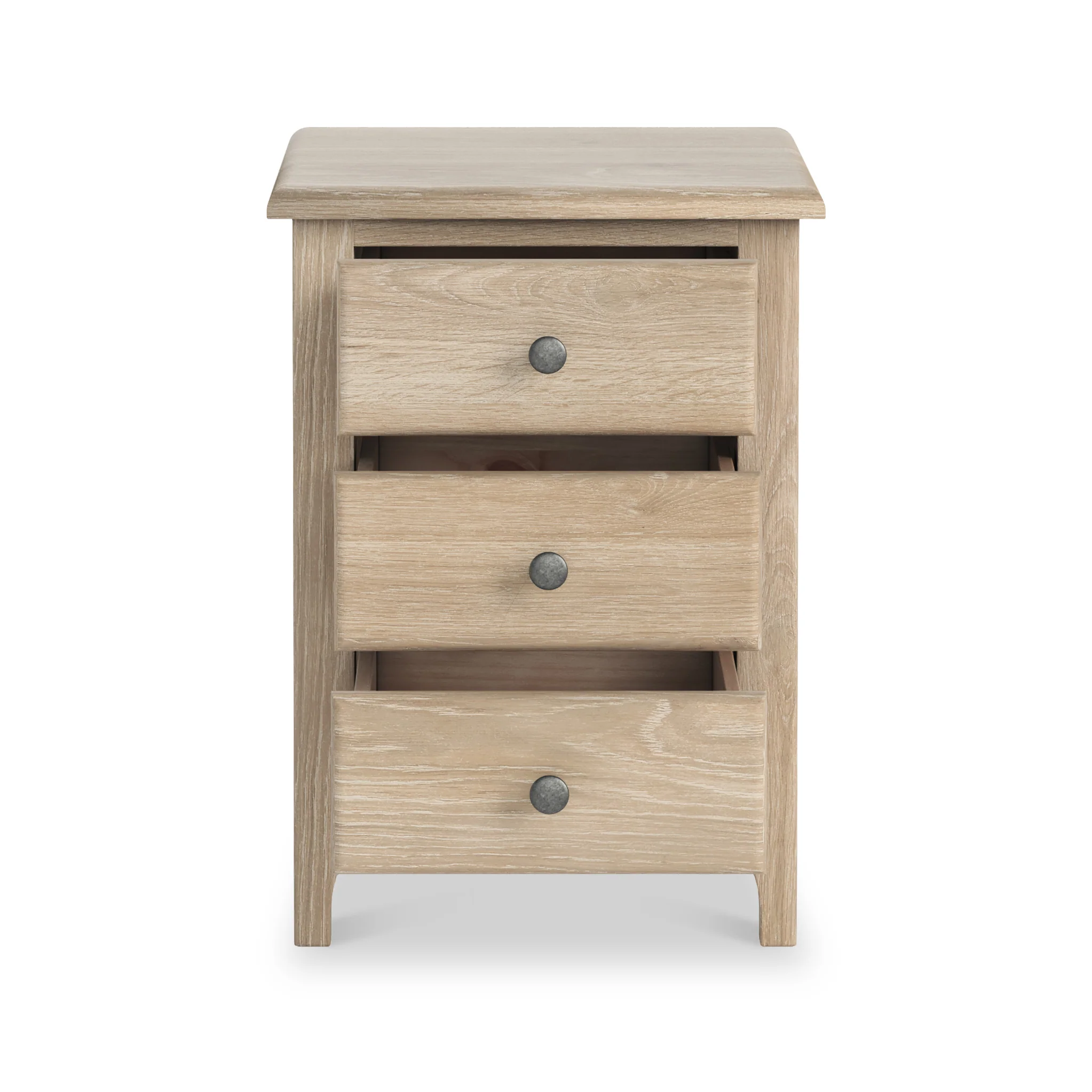 Celine Washed Oak XL 3 Drawer Bedside Table - Image 5