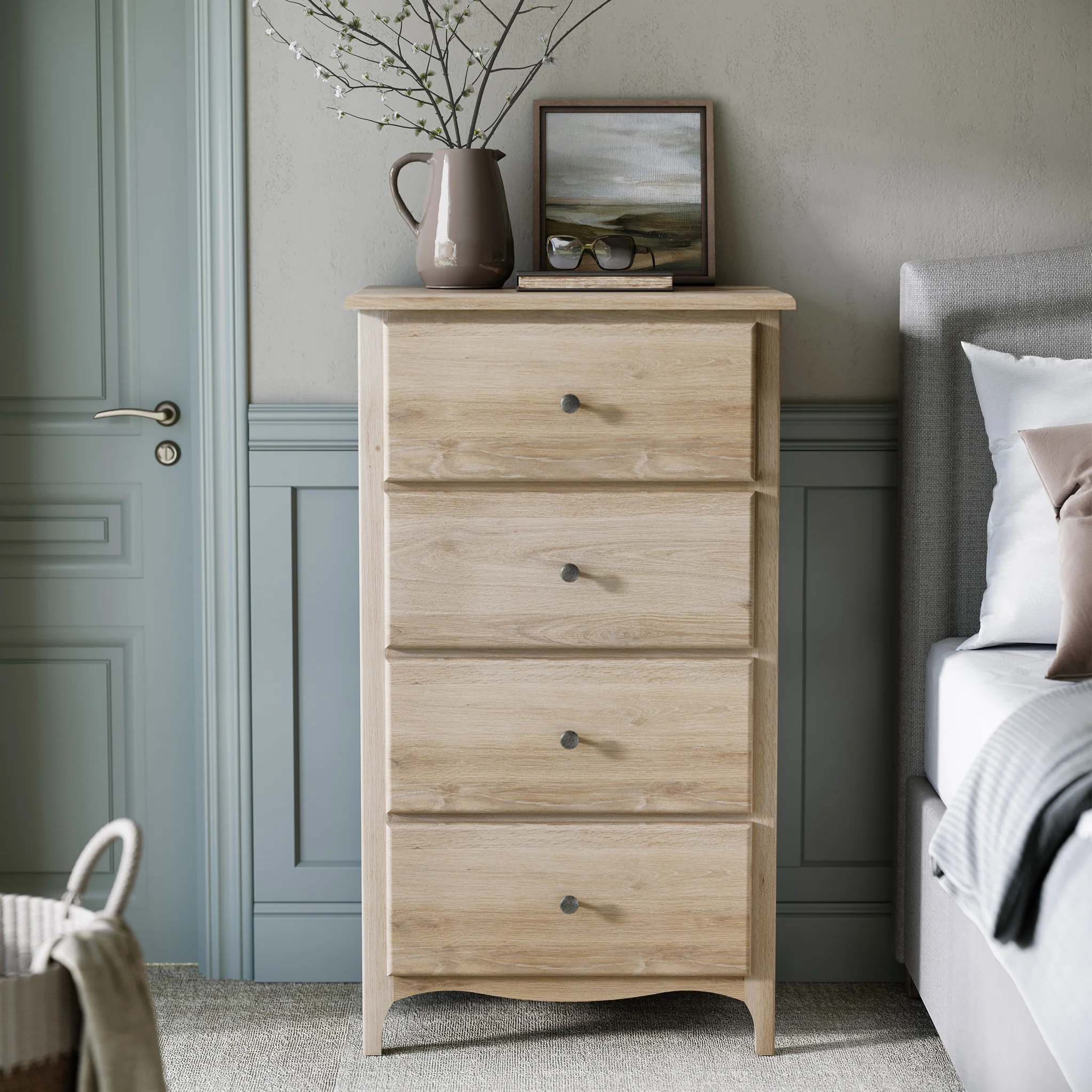 Celine Washed Oak XL 4 Drawer Tallboy Chest - Image 2