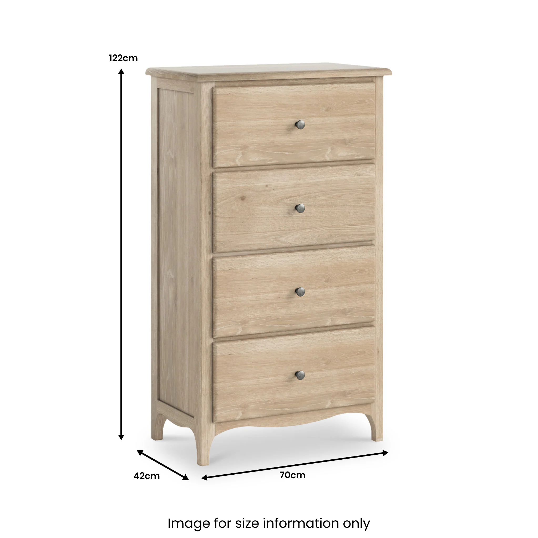 Celine Washed Oak XL 4 Drawer Tallboy Chest - Image 6