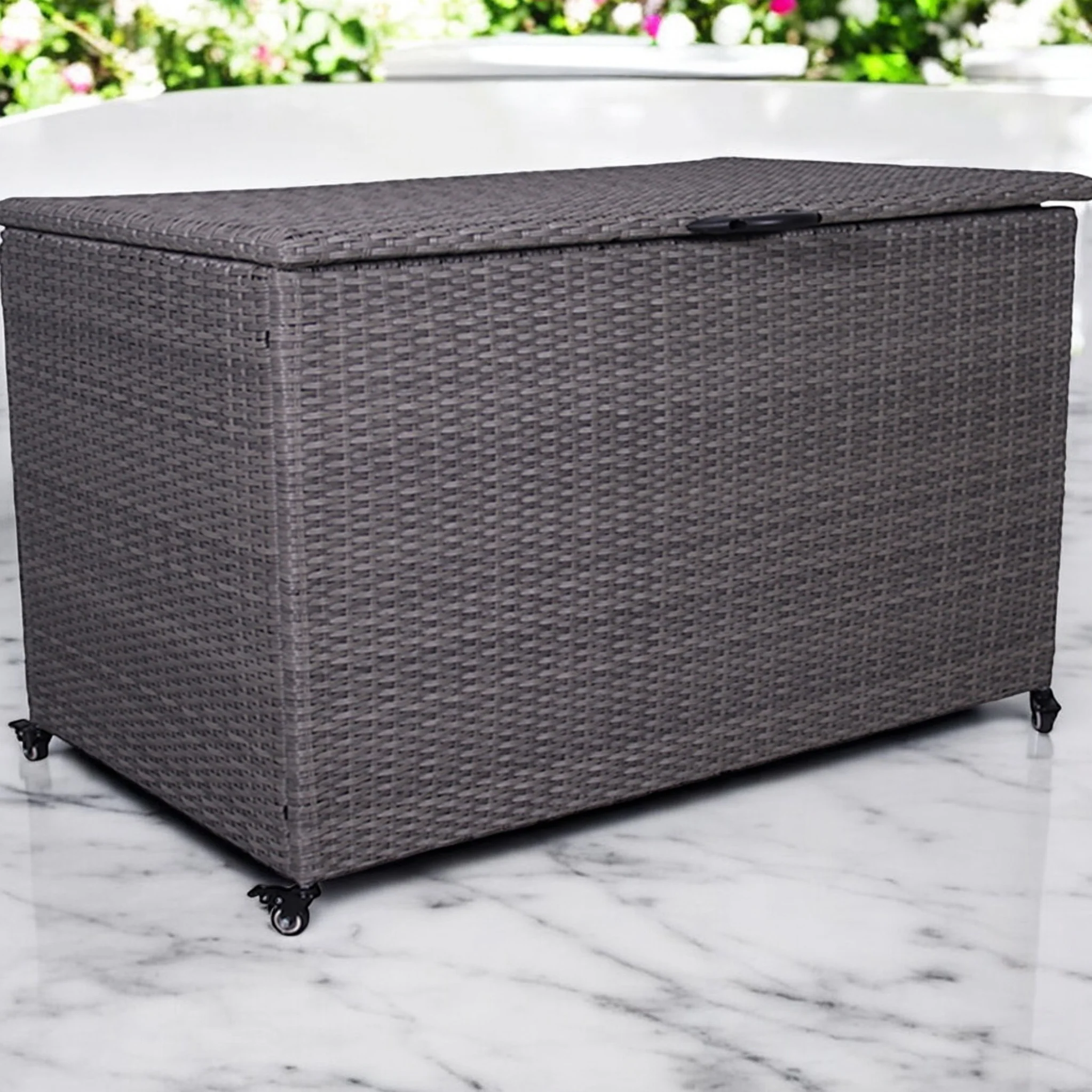 Charcoal Weave 645L Cushion Storage Box with Gas Lift - Image 3