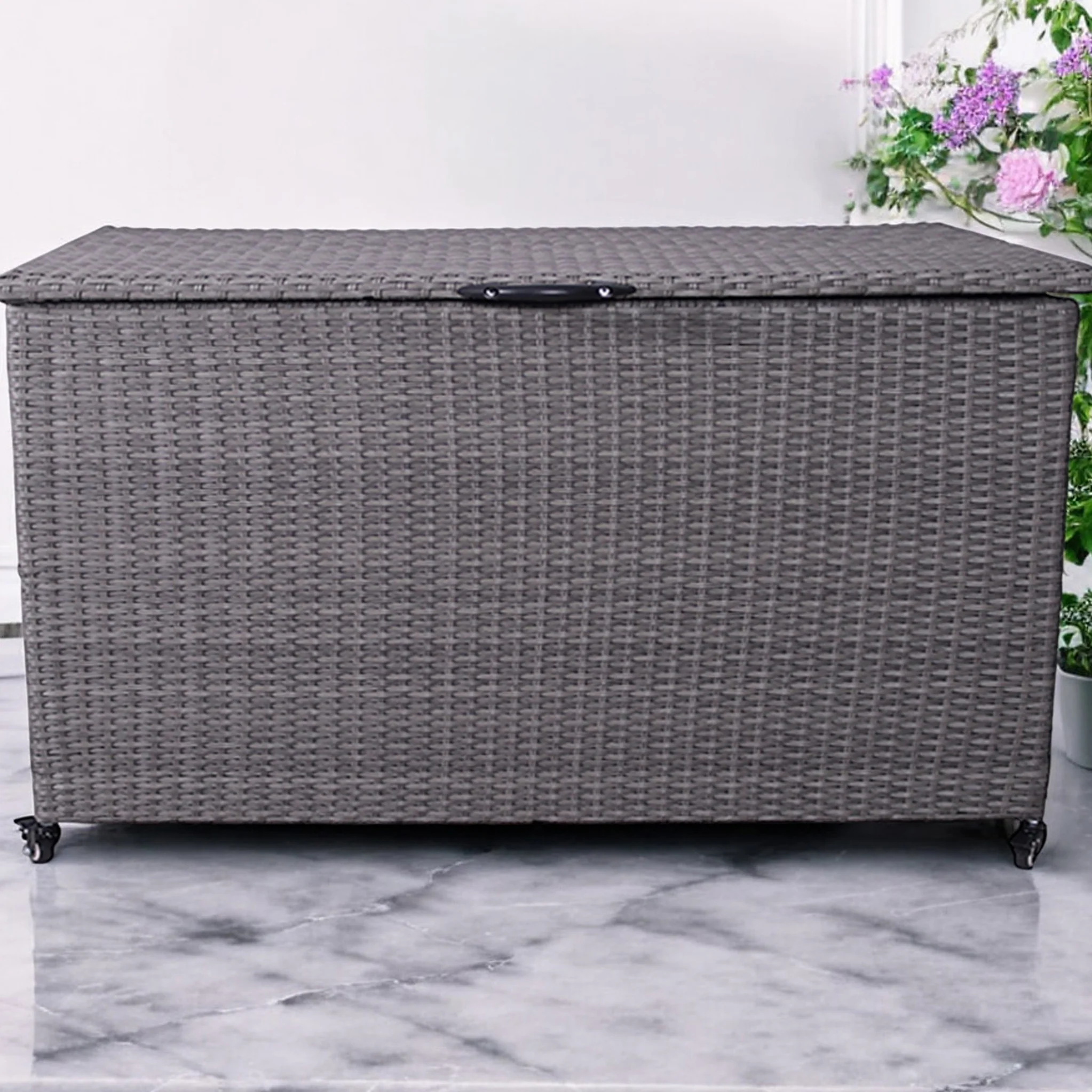 Charcoal Weave 645L Cushion Storage Box with Gas Lift - Image 4