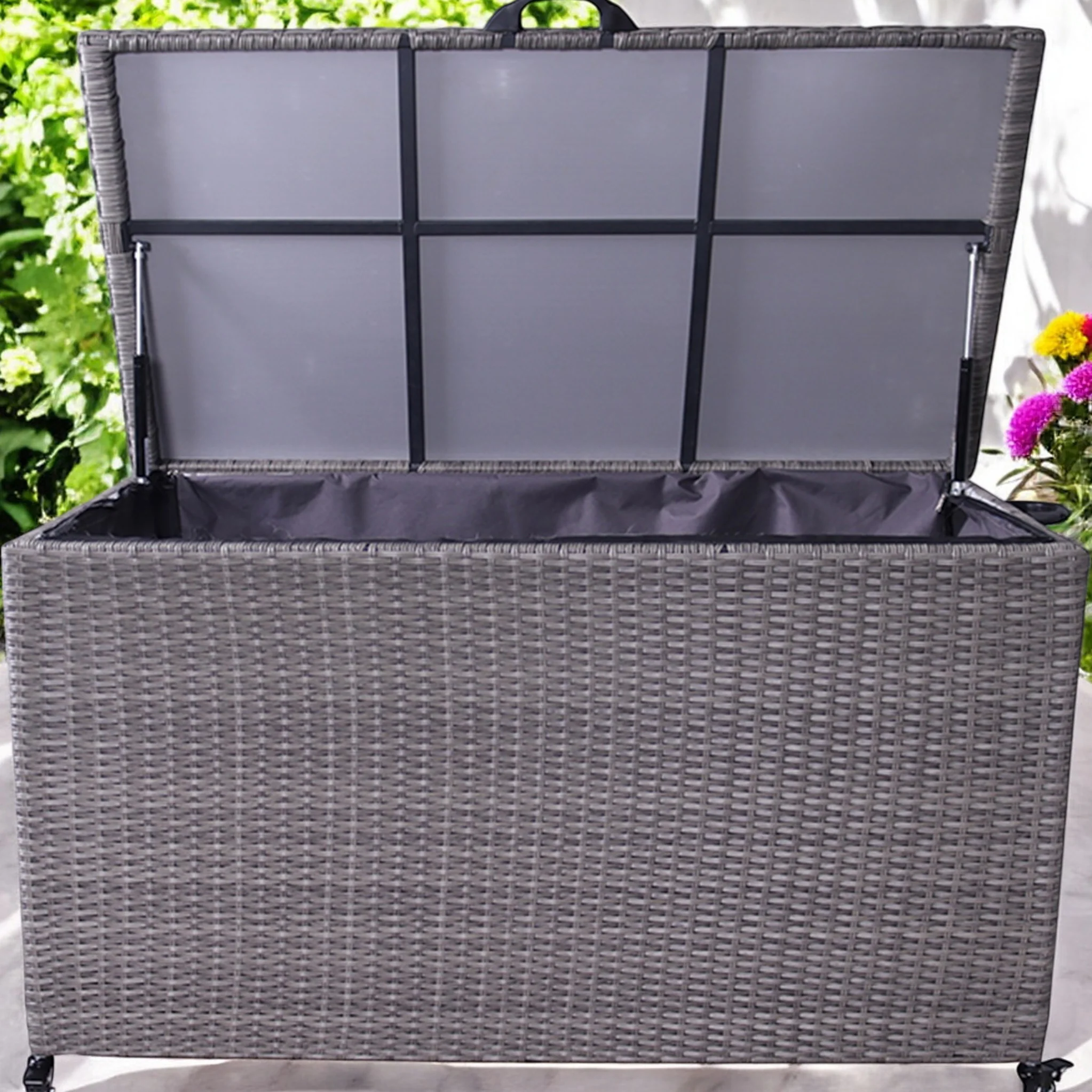 Charcoal Weave 826L Cushion Storage Box with Gas Lift - Image 4