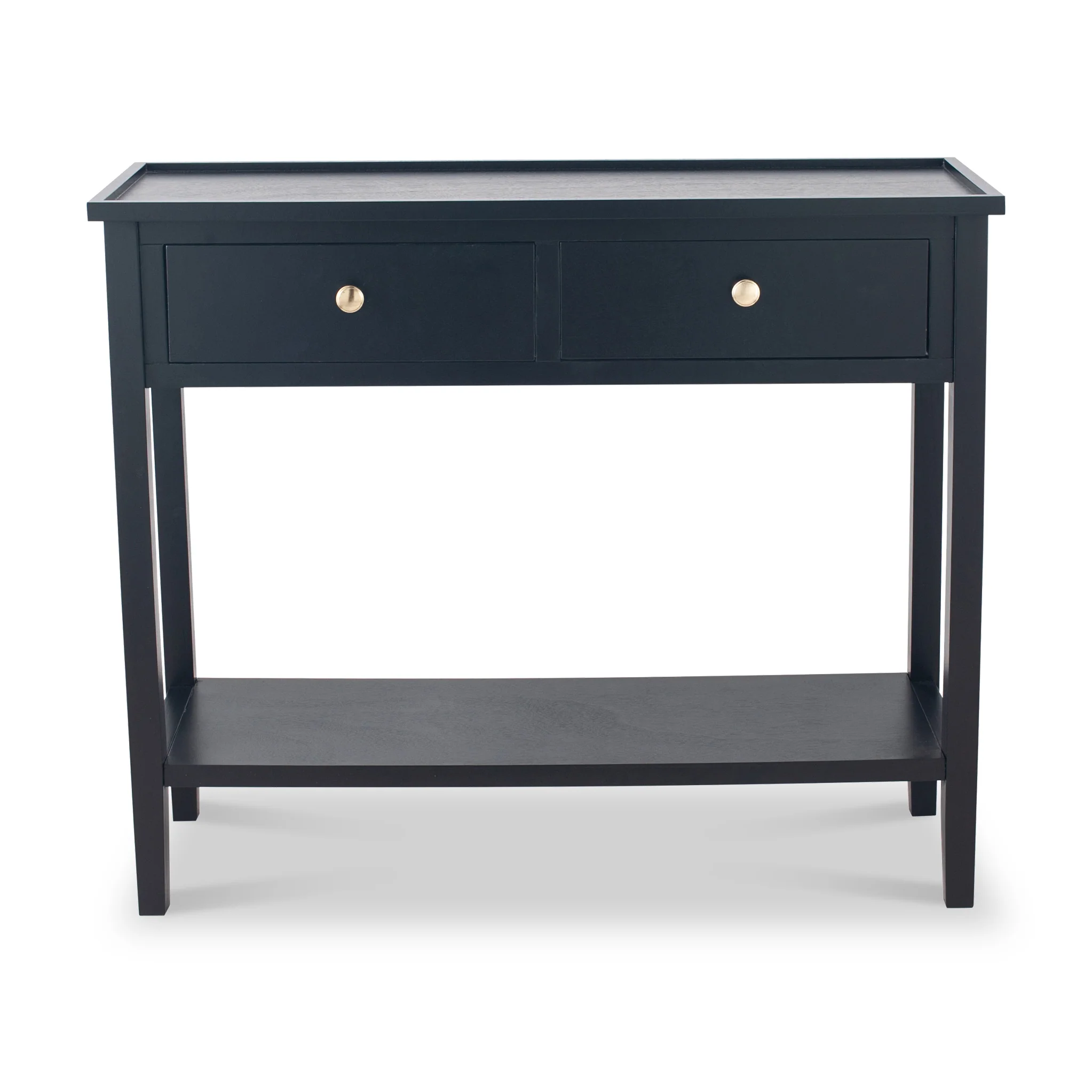 Chelmsford Satin Black Pine 2 Drawer Console Table - Image 4