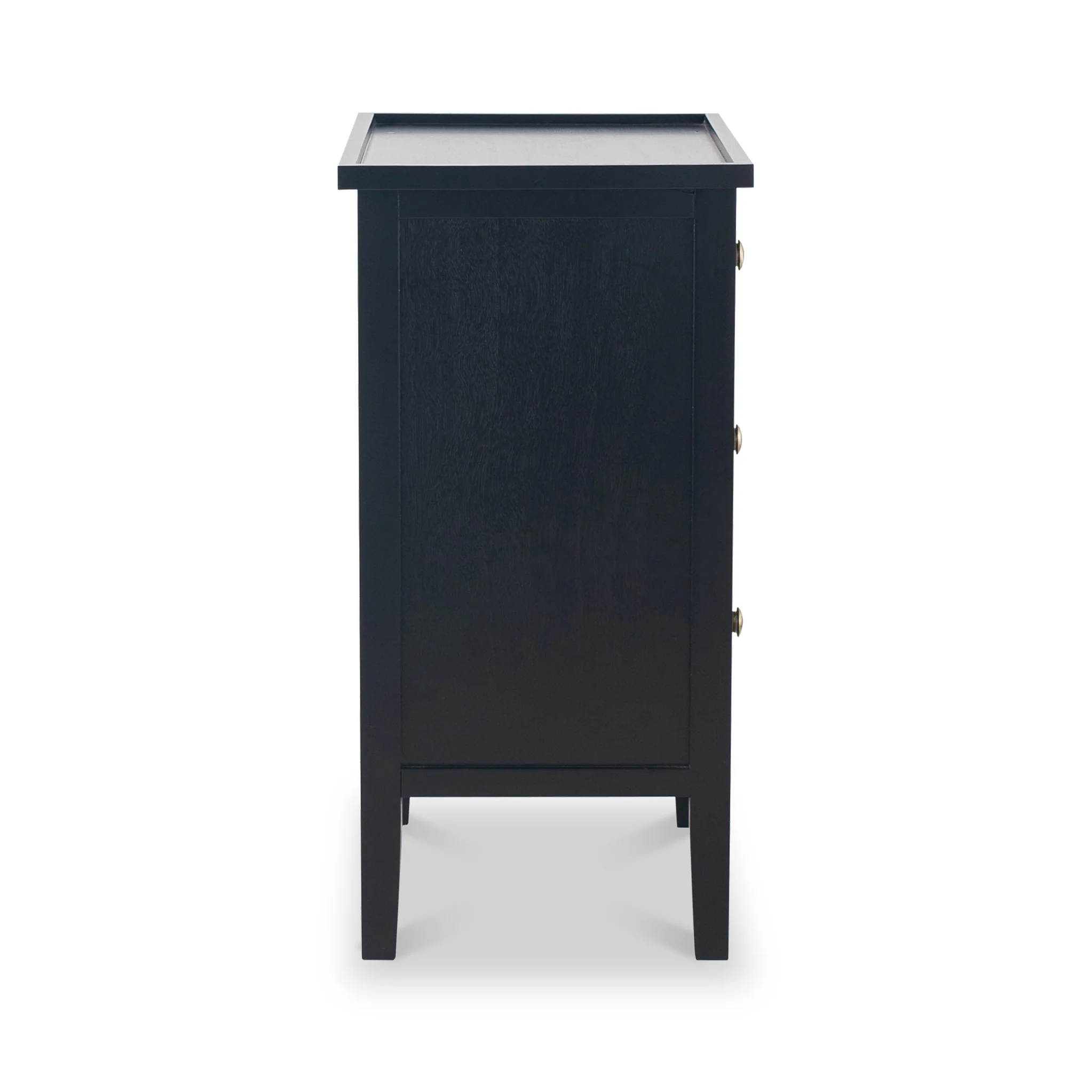 Chelmsford Satin Black Pine 3 Drawer Bedside Table - Image 5