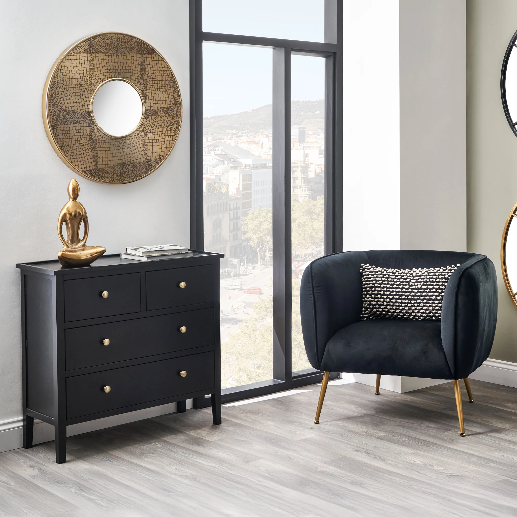 Chelmsford Satin Black Pine 4 Drawer Chest - Image 2