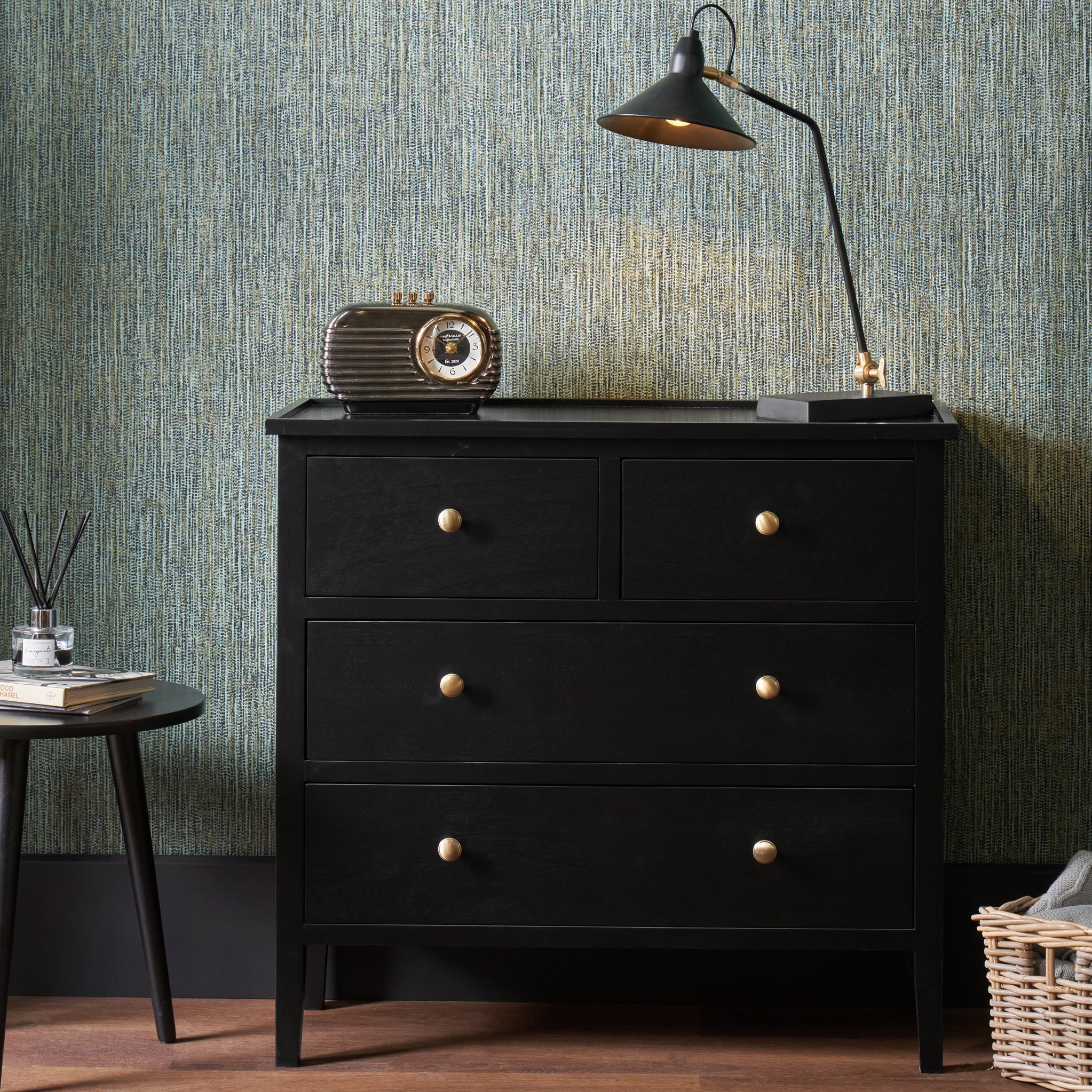 Chelmsford Satin Black Pine 4 Drawer Chest - Image 4