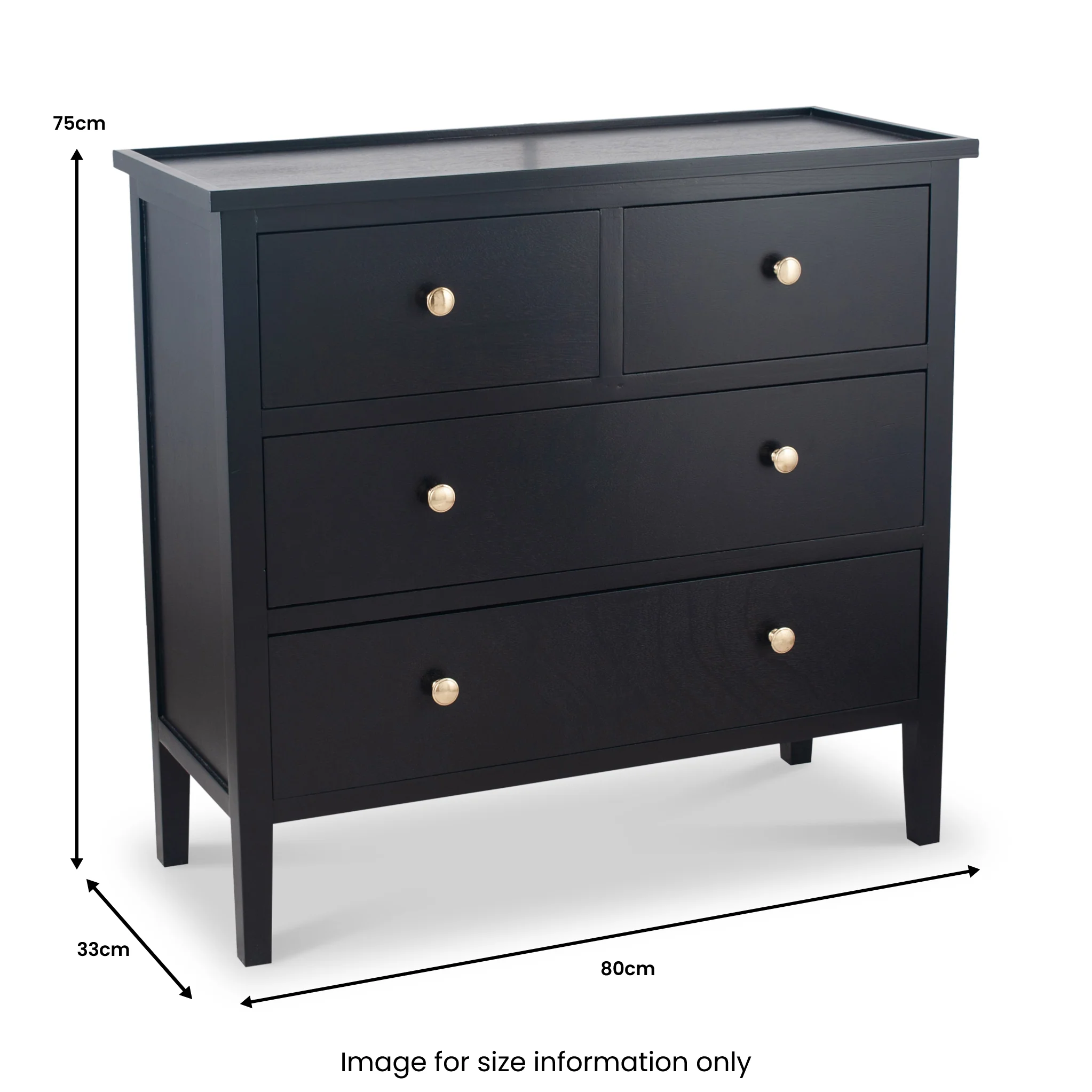 Chelmsford Satin Black Pine 4 Drawer Chest - Image 7