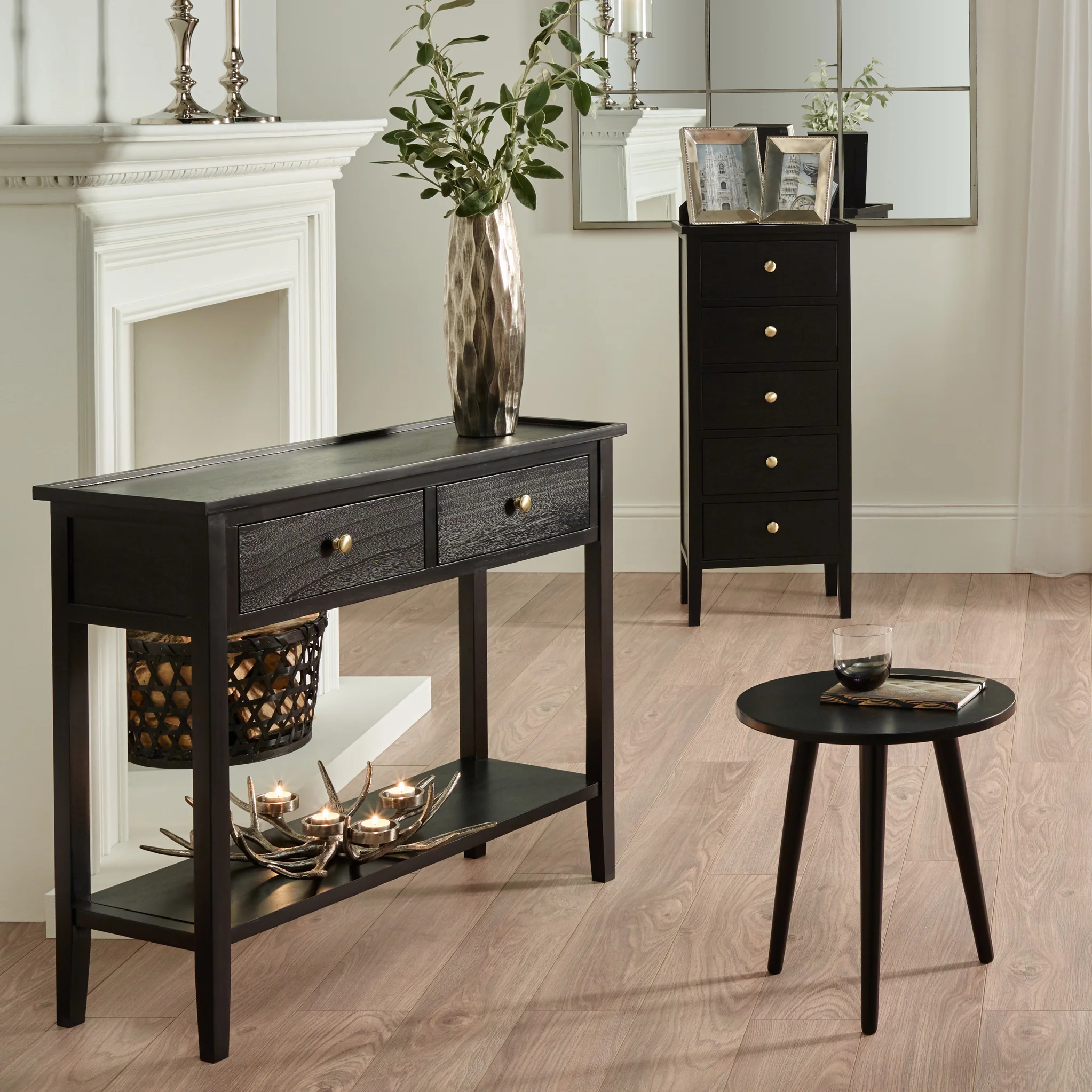 Chelmsford Satin Black Pine Side Table - Image 6