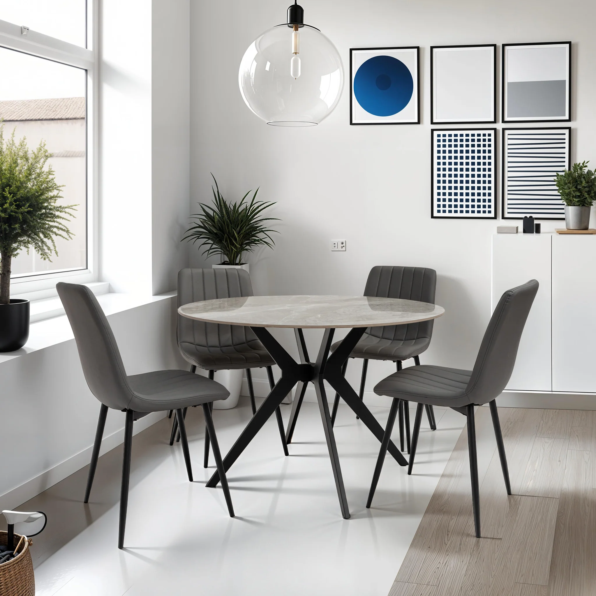 Chelsea Grey 110cm Sintered Stone Round Dining Table - Image 2