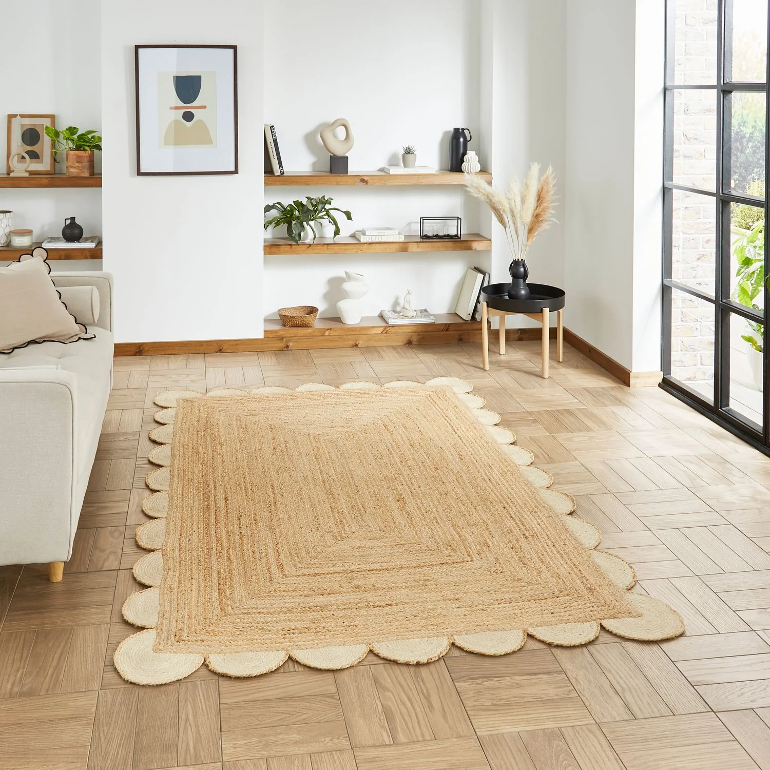 Chesney Jute Scalloped Edge Natural Rug - Image 2