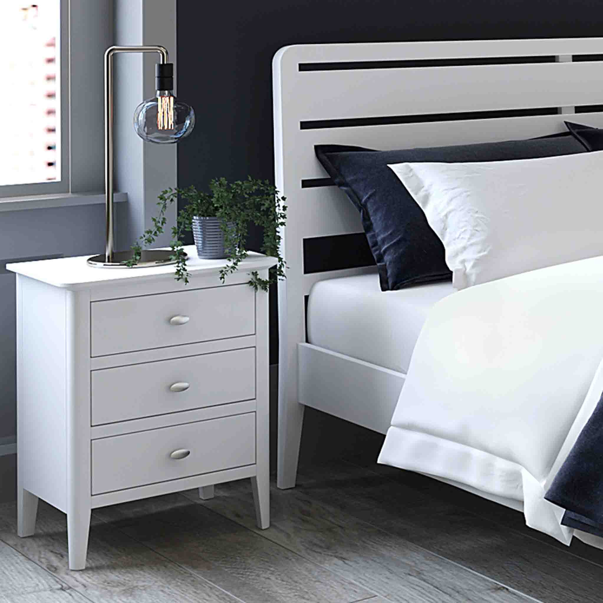 Chester White 3 Drawer Bedside Cabinet - Image 6