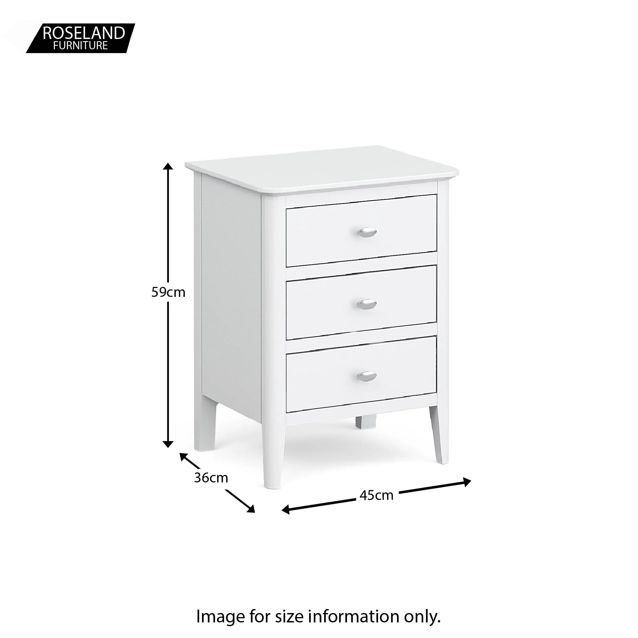 Chester White 3 Drawer Bedside Cabinet - Image 8