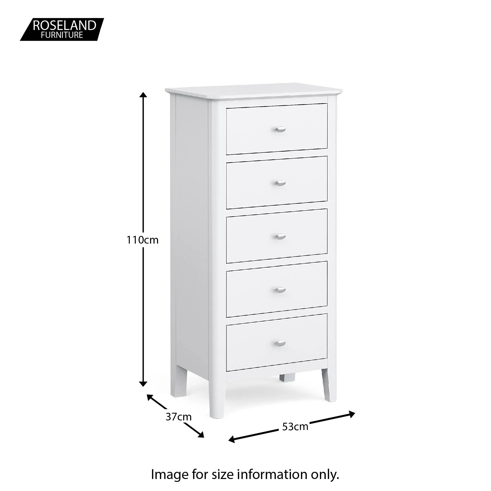 Chester White Tallboy Chest with 5 Drawers - Image 6