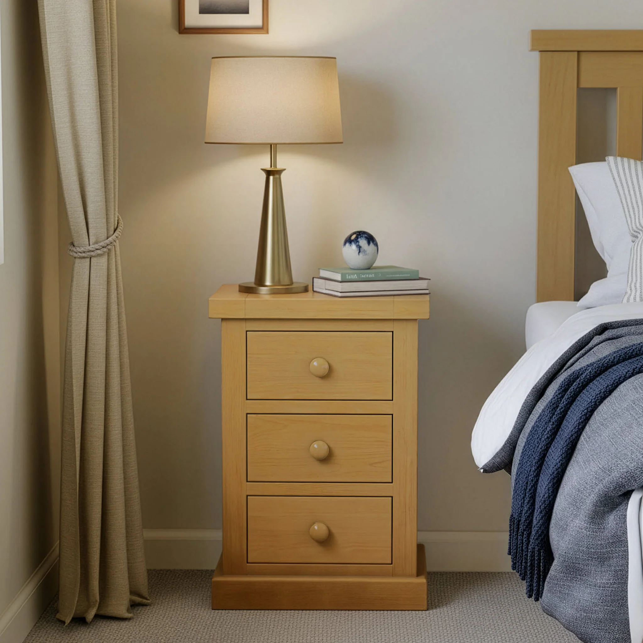 Chiswick Pine 3 Drawer Bedside Table - Image 2