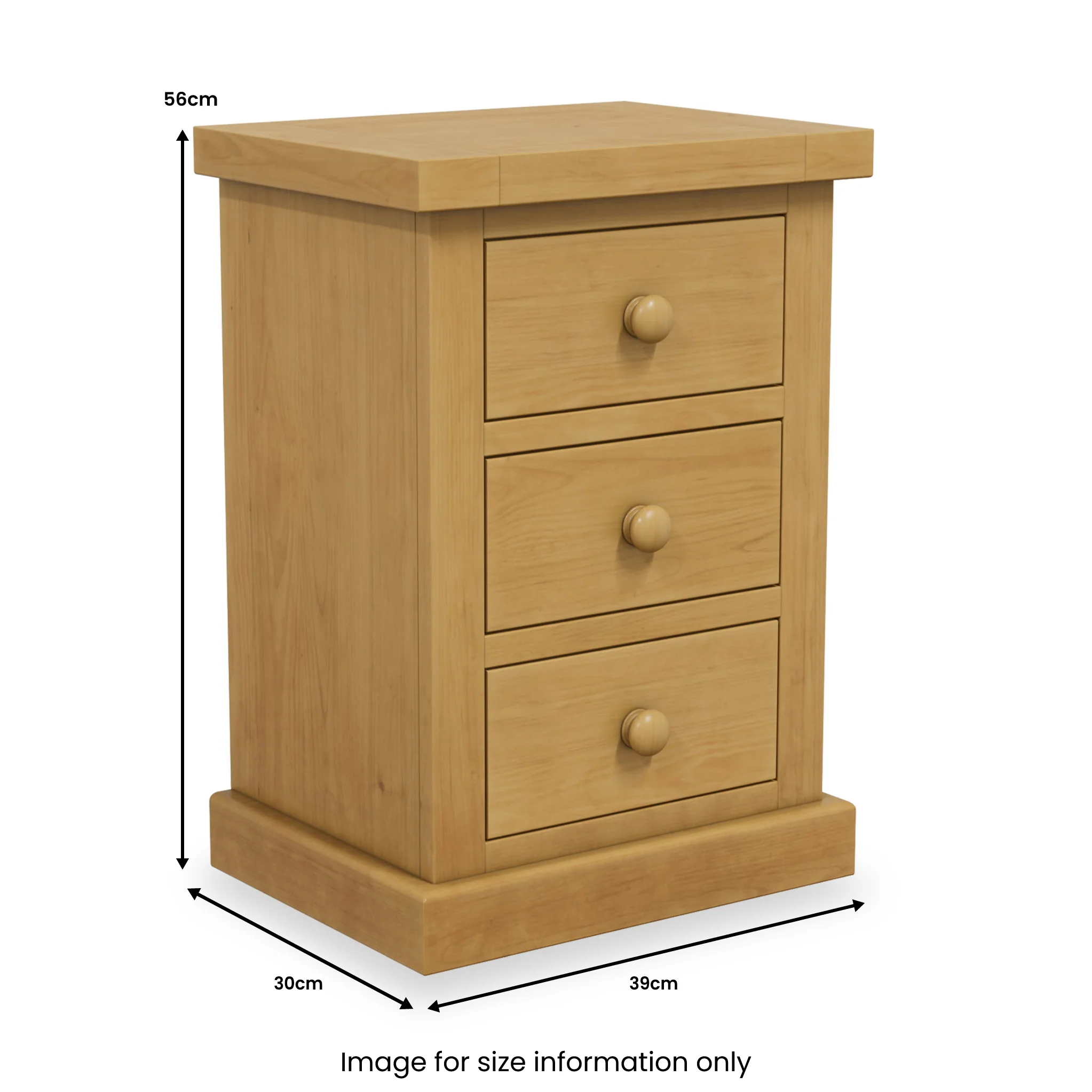 Chiswick Pine 3 Drawer Bedside Table - Image 5