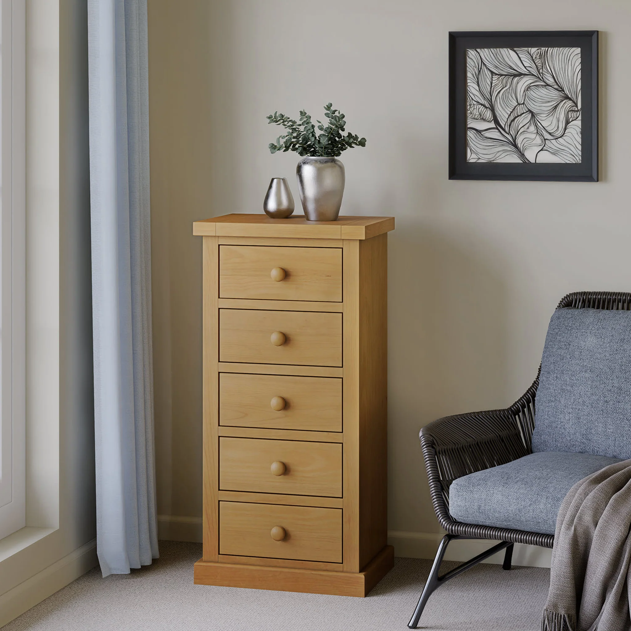 Chiswick Pine 5 Drawer Tallboy Chest - Image 2
