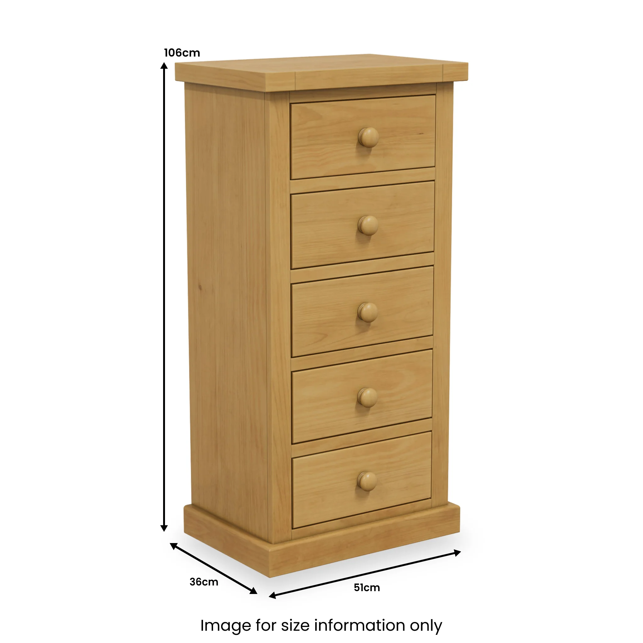 Chiswick Pine 5 Drawer Tallboy Chest - Image 5