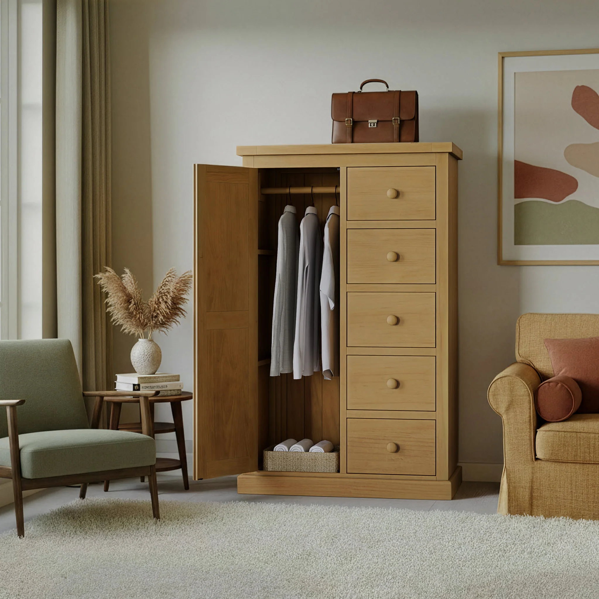 Chiswick Pine Combination Wardrobe - Image 2