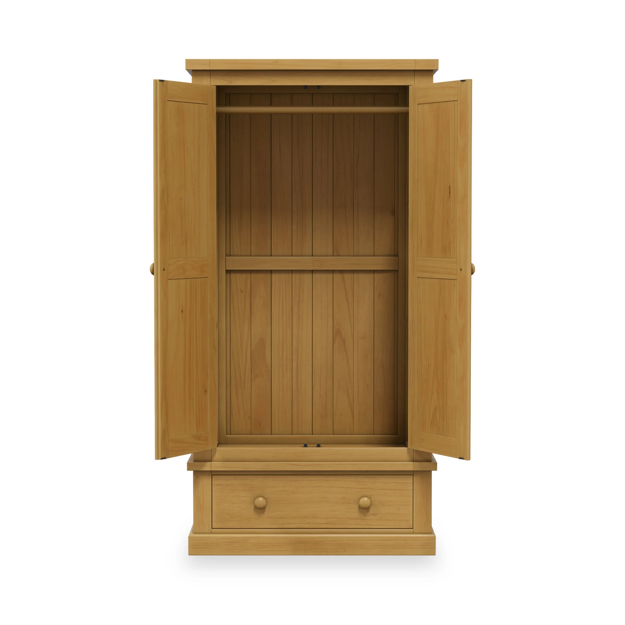 Chiswick Pine Double Wardrobe with Drawer - Image 5