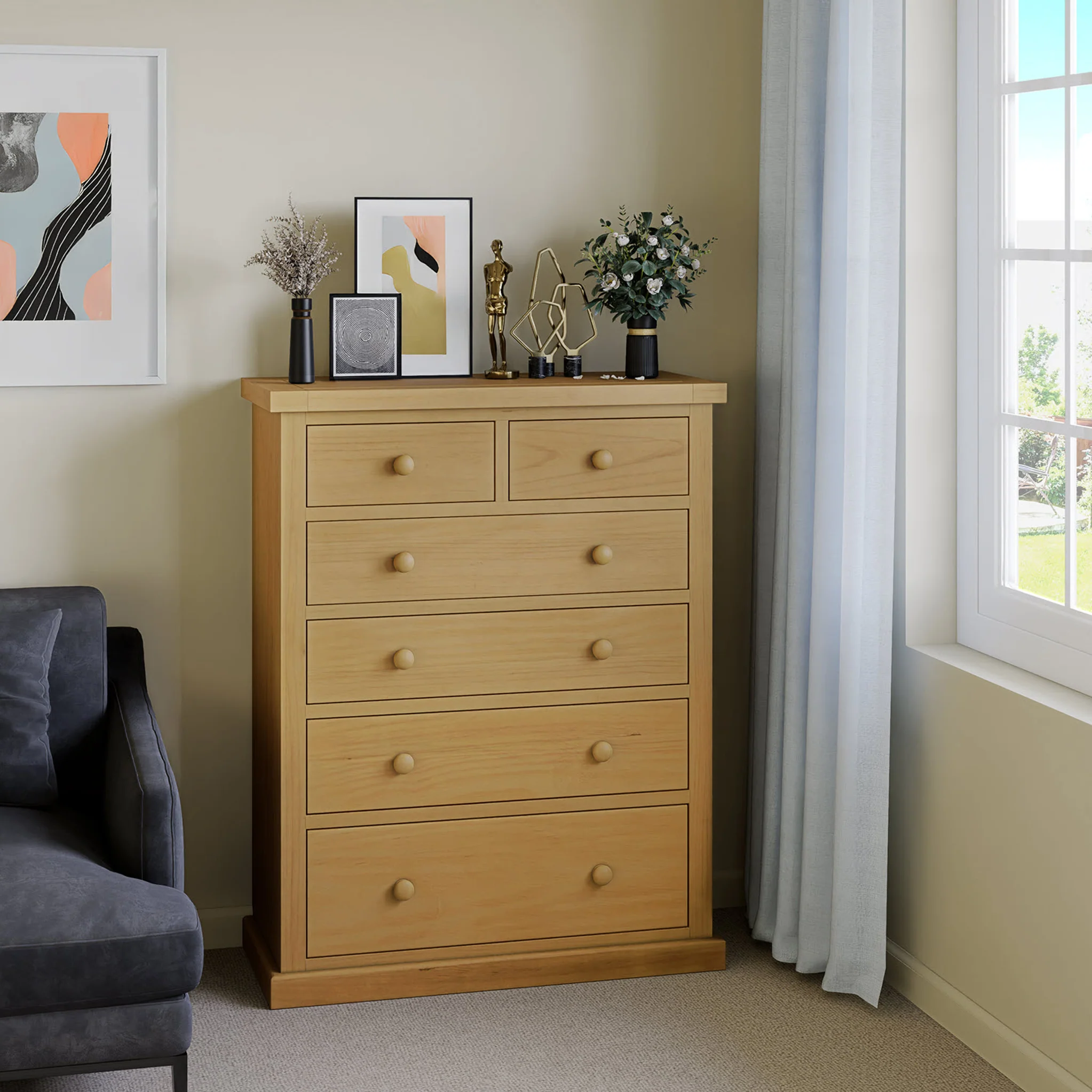 Chiswick Pine Large 2 over 4 Drawer Chest - Image 2