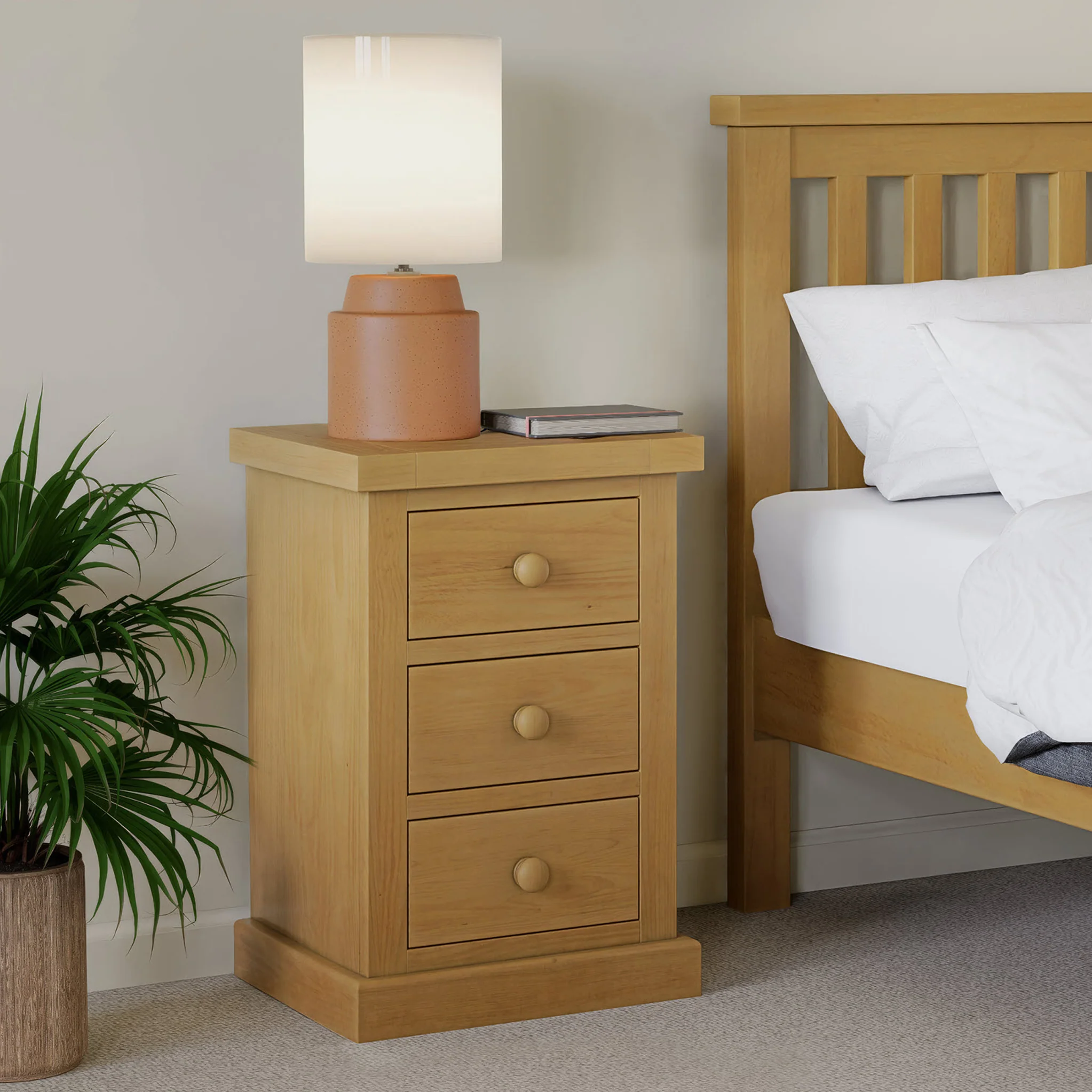 Chiswick Pine Large 3 Drawer Bedside Table - Image 2