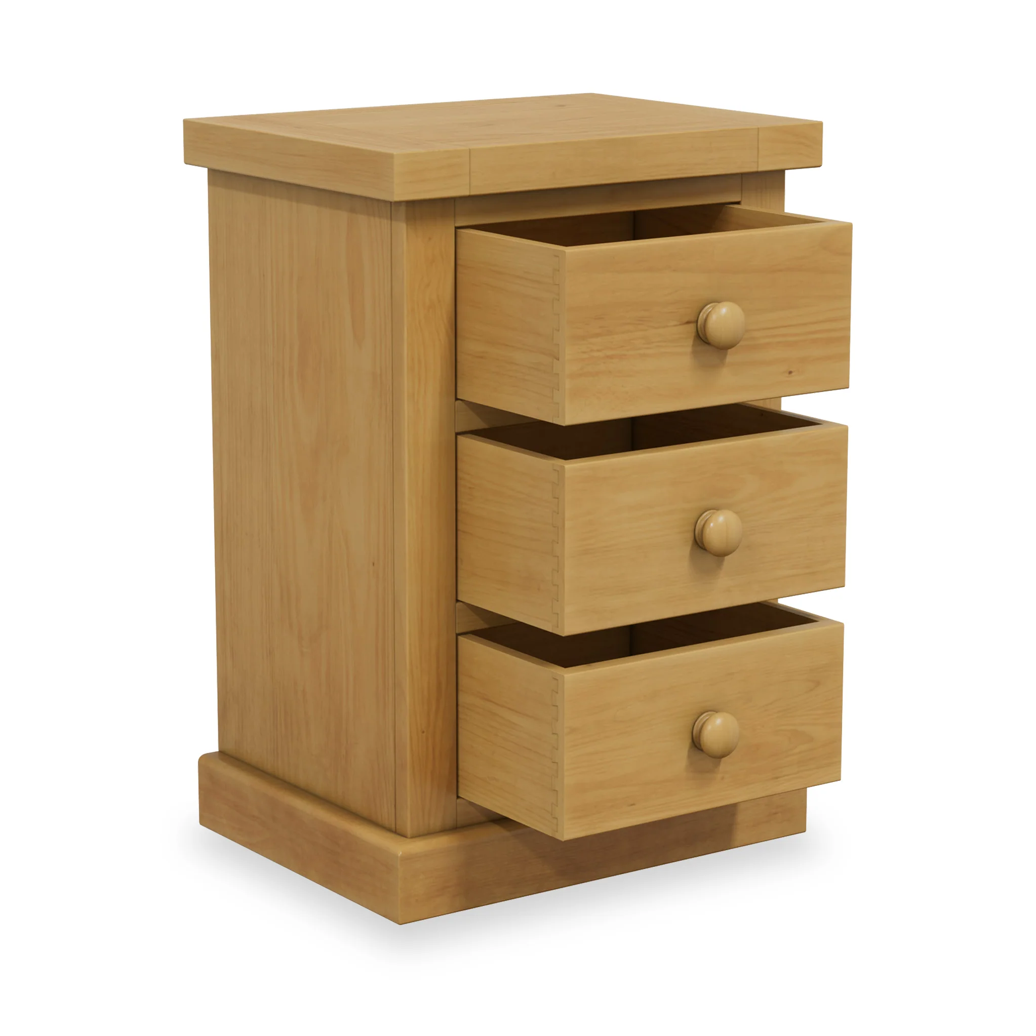 Chiswick Pine Large 3 Drawer Bedside Table - Image 4