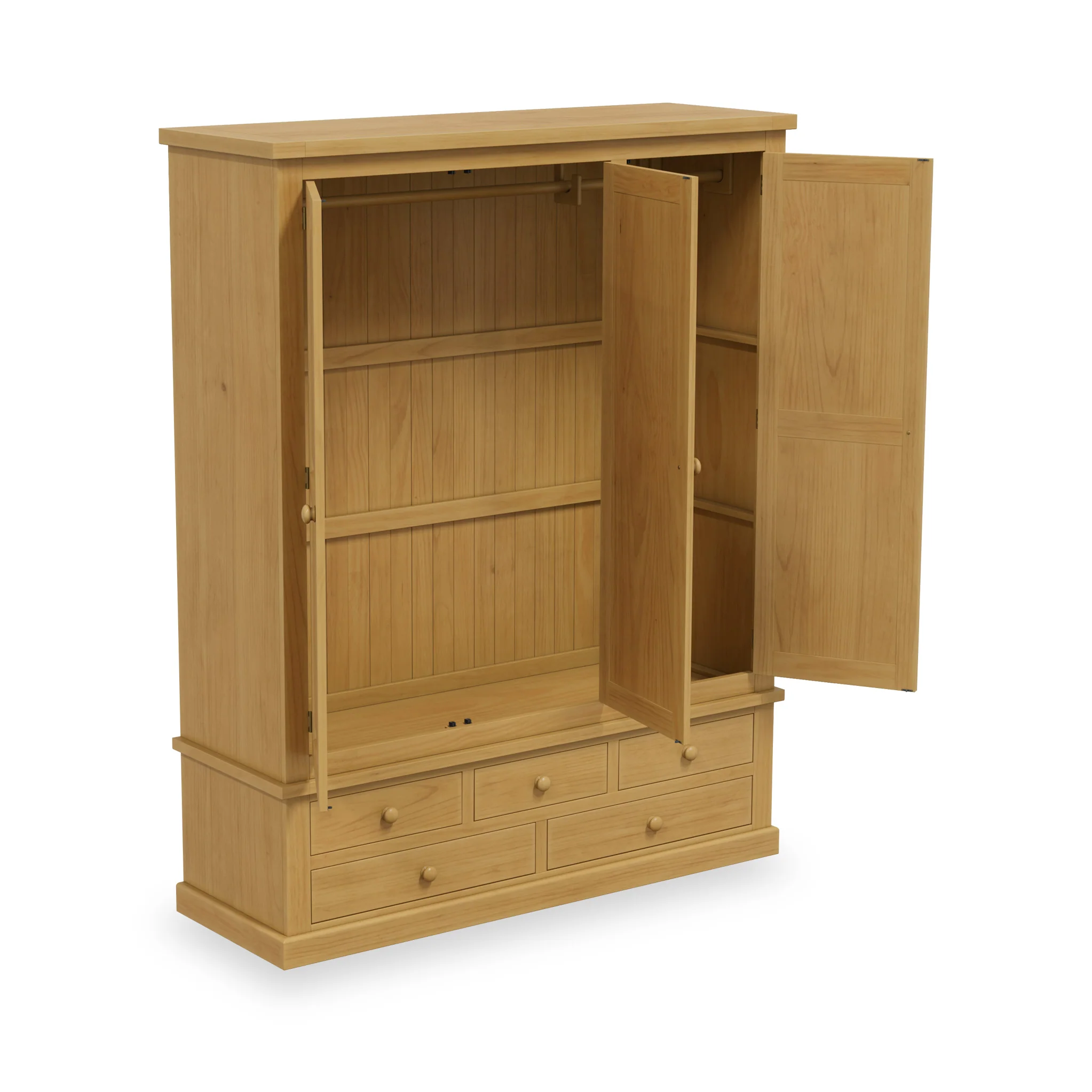 Chiswick Pine Triple Wardrobe with Mirror - Image 3
