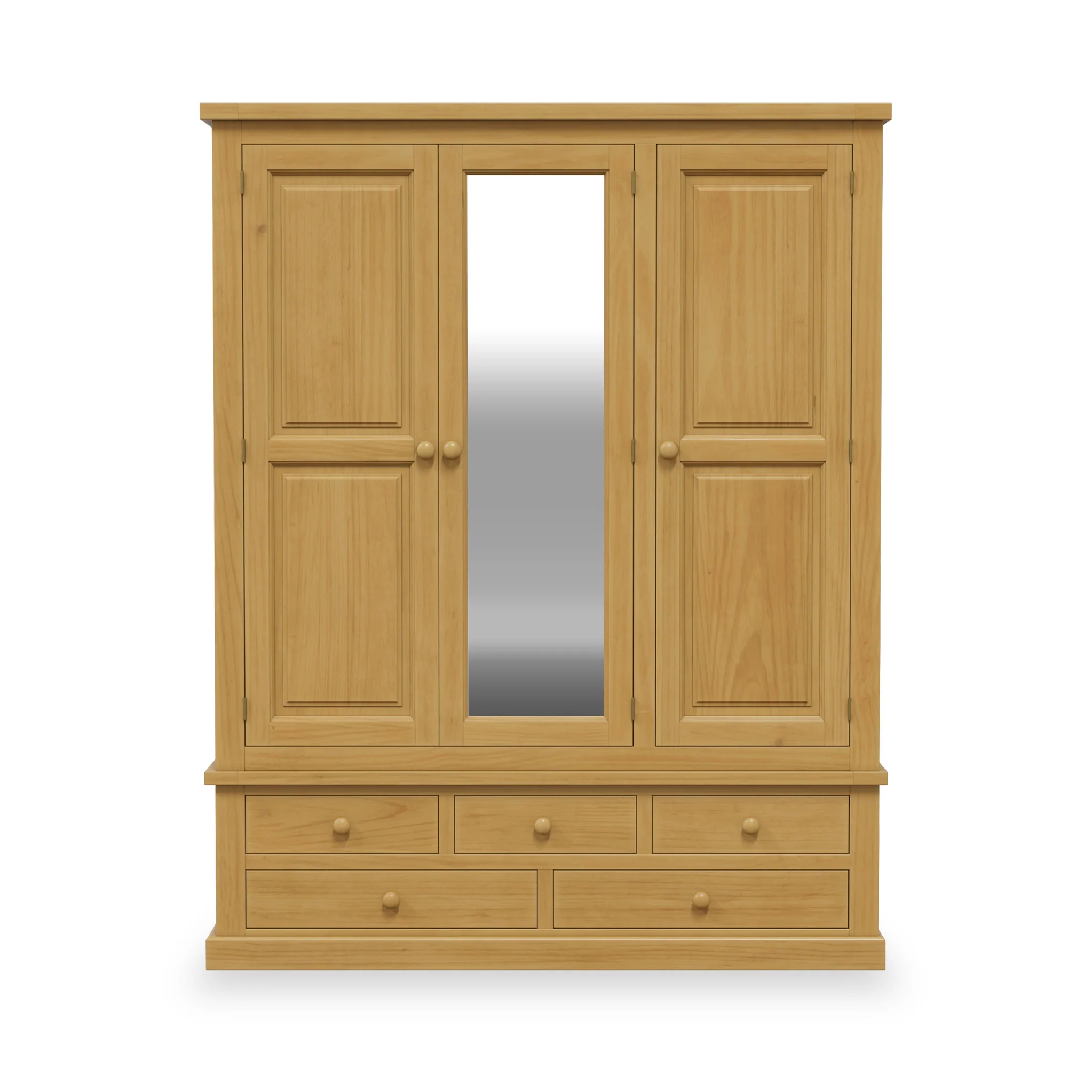 Chiswick Pine Triple Wardrobe with Mirror - Image 4
