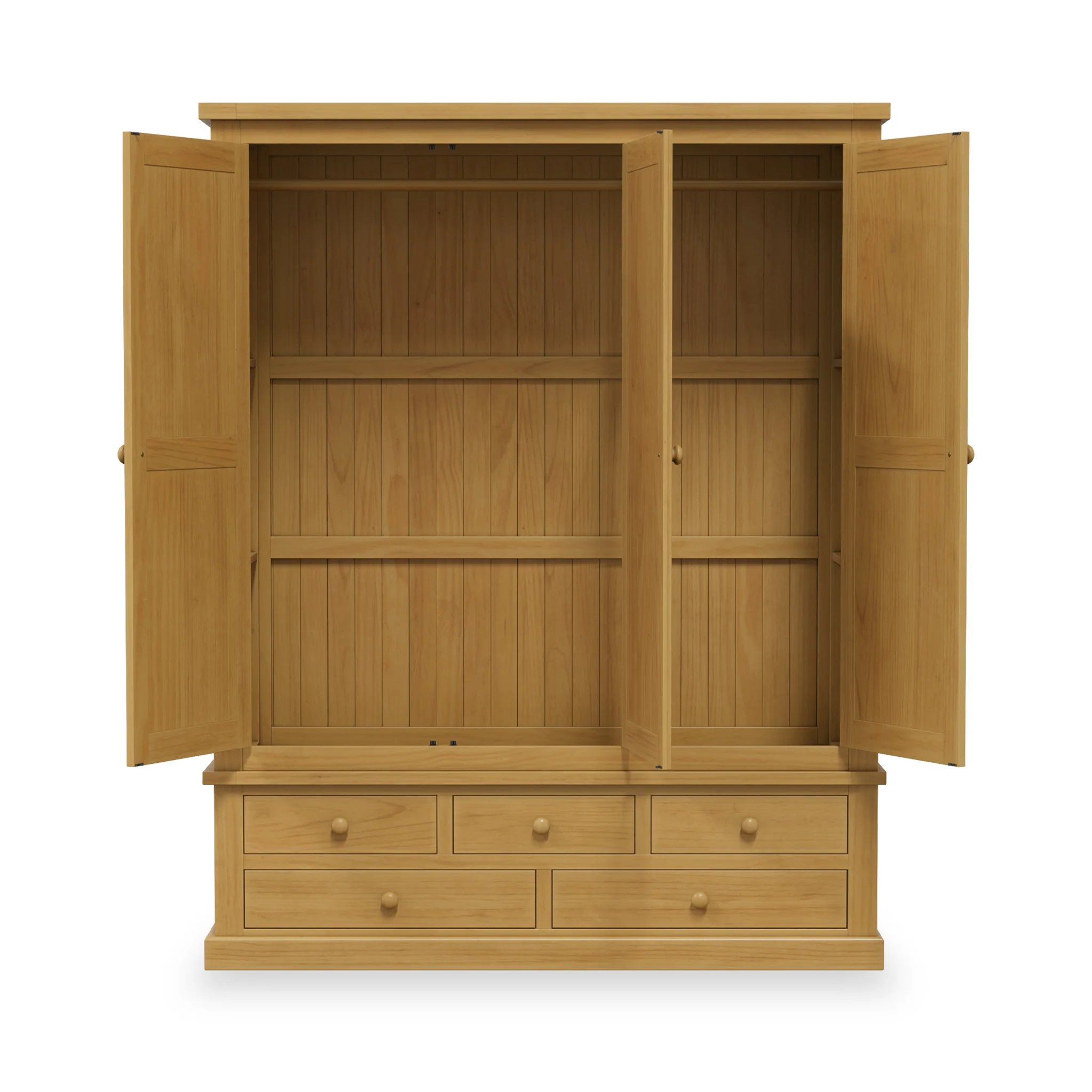 Chiswick Pine Triple Wardrobe with Mirror - Image 5