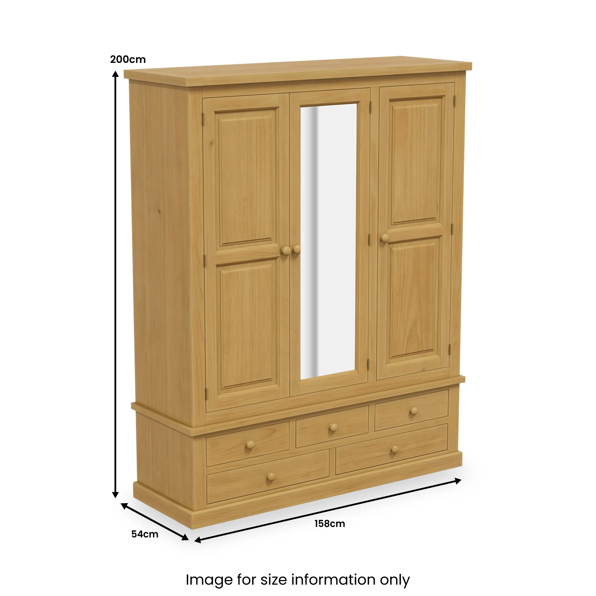 Chiswick Pine Triple Wardrobe with Mirror - Image 6