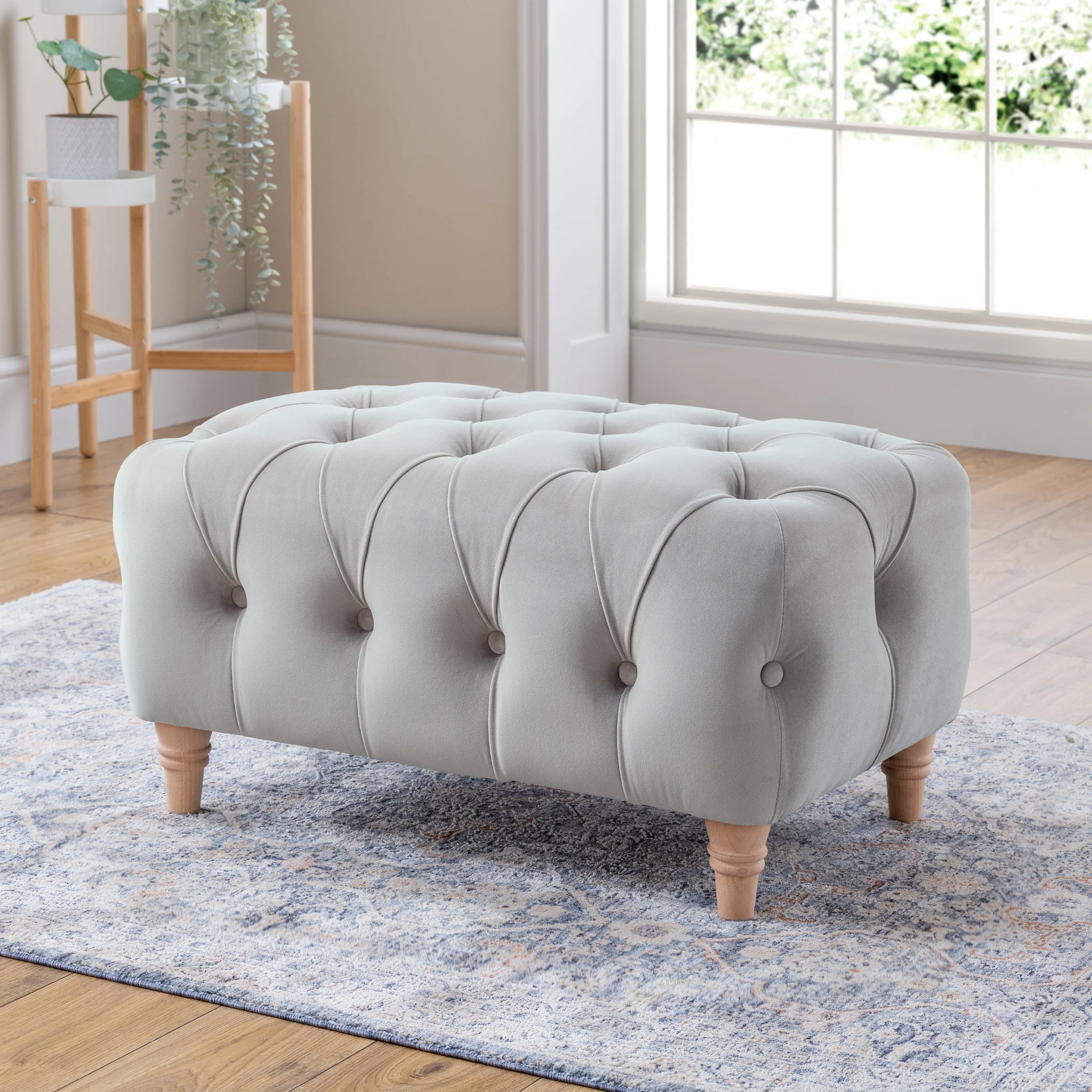 Clarence Velvet Buttoned Footstool - Image 12
