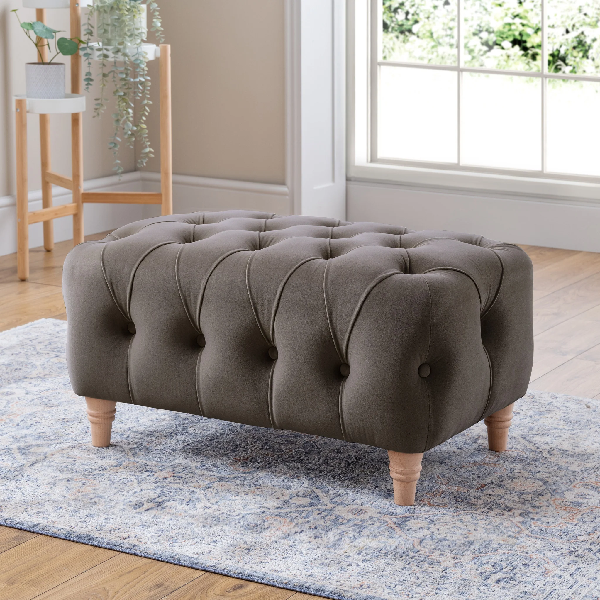 Clarence Velvet Buttoned Footstool - Image 17