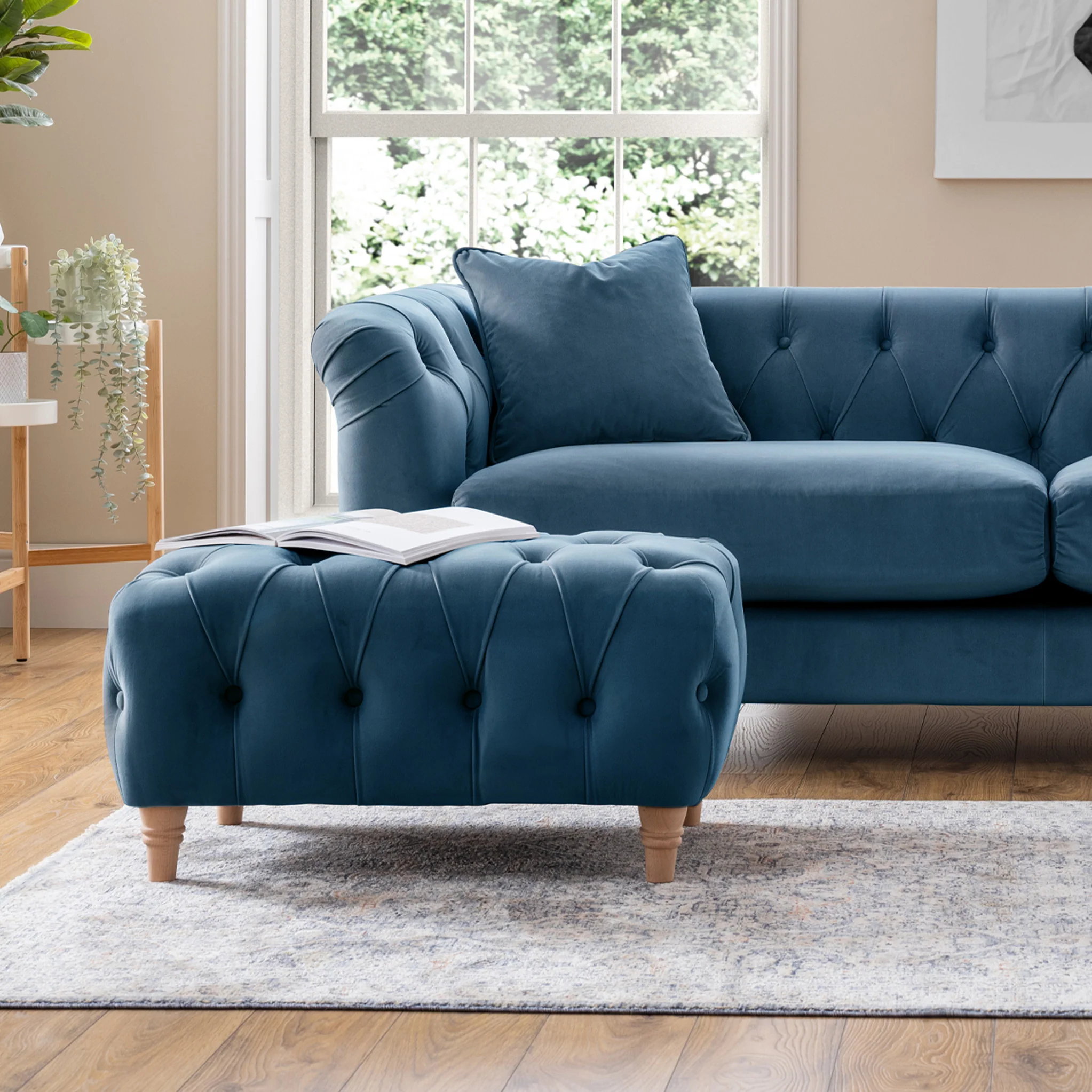 Clarence Velvet Buttoned Footstool - Image 23