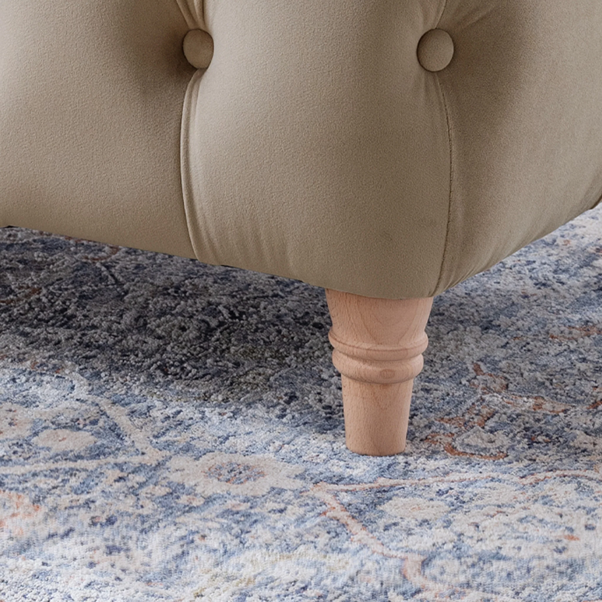 Clarence Velvet Buttoned Footstool - Image 4
