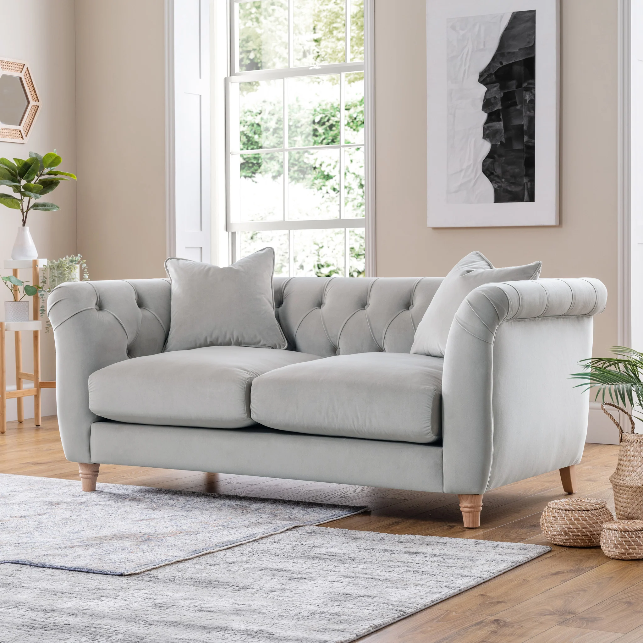 Clarence Velvet Chesterfield 2 Seater Sofa - Image 2