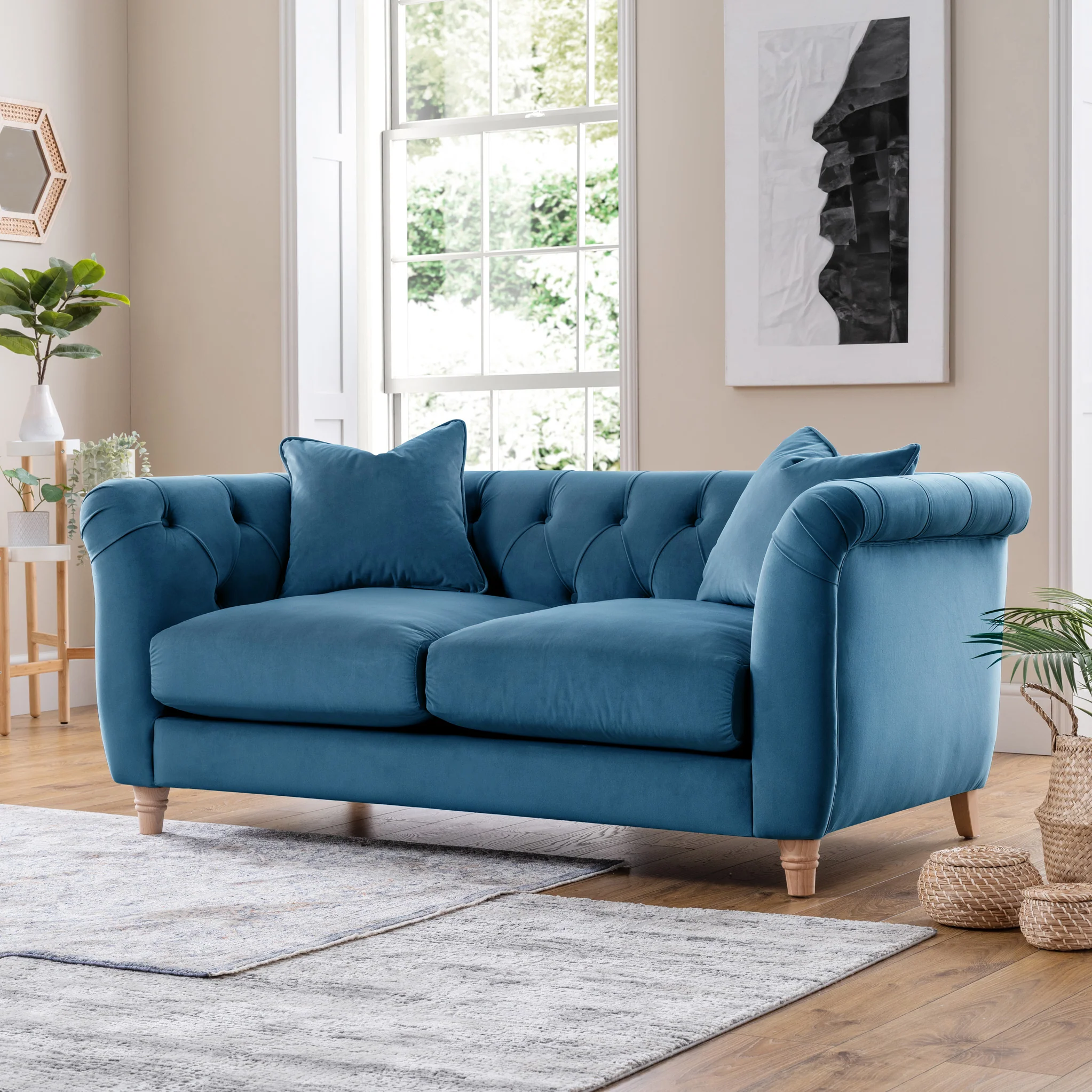Clarence Velvet Chesterfield 2 Seater Sofa - Image 26