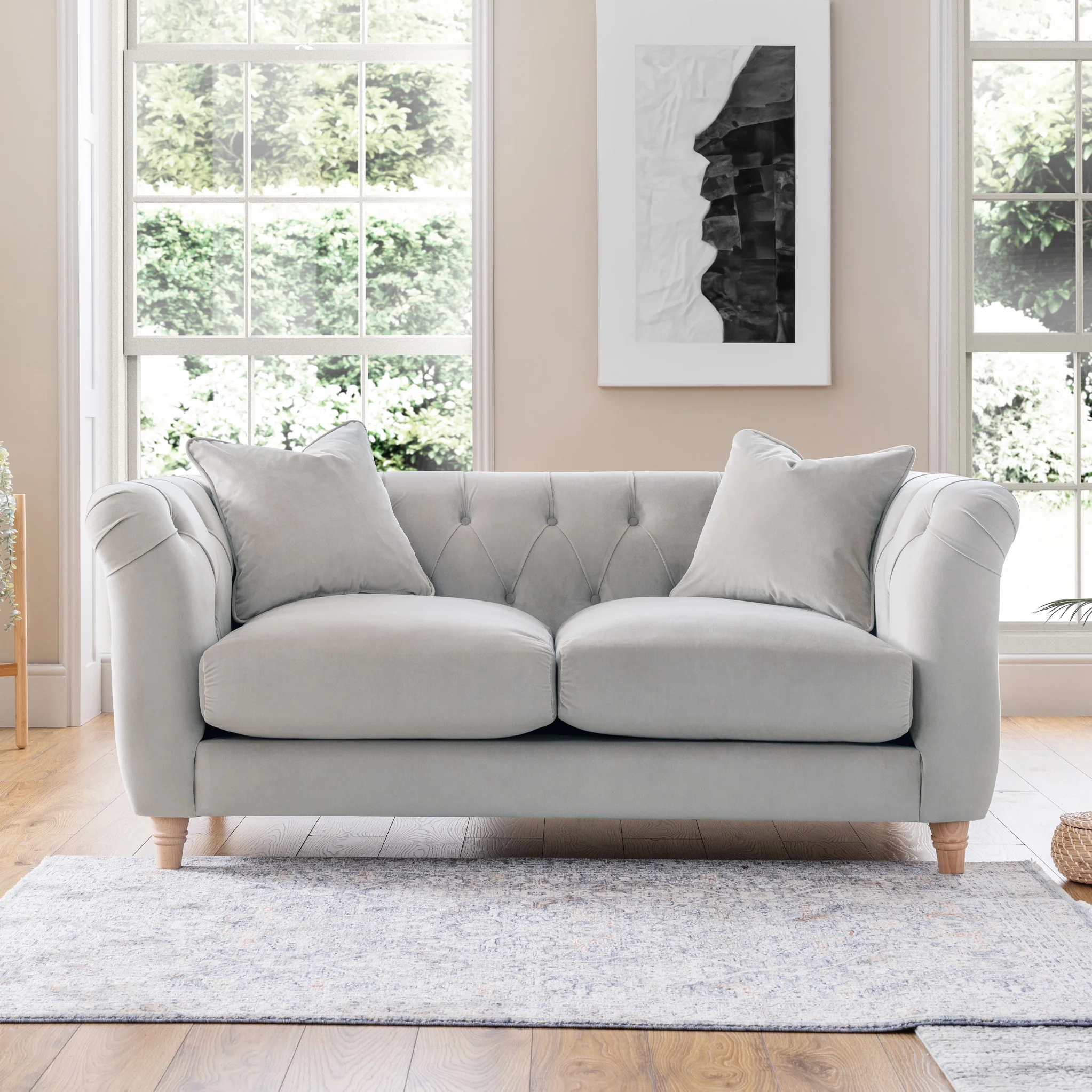 Clarence Velvet Chesterfield 2 Seater Sofa - Image 3