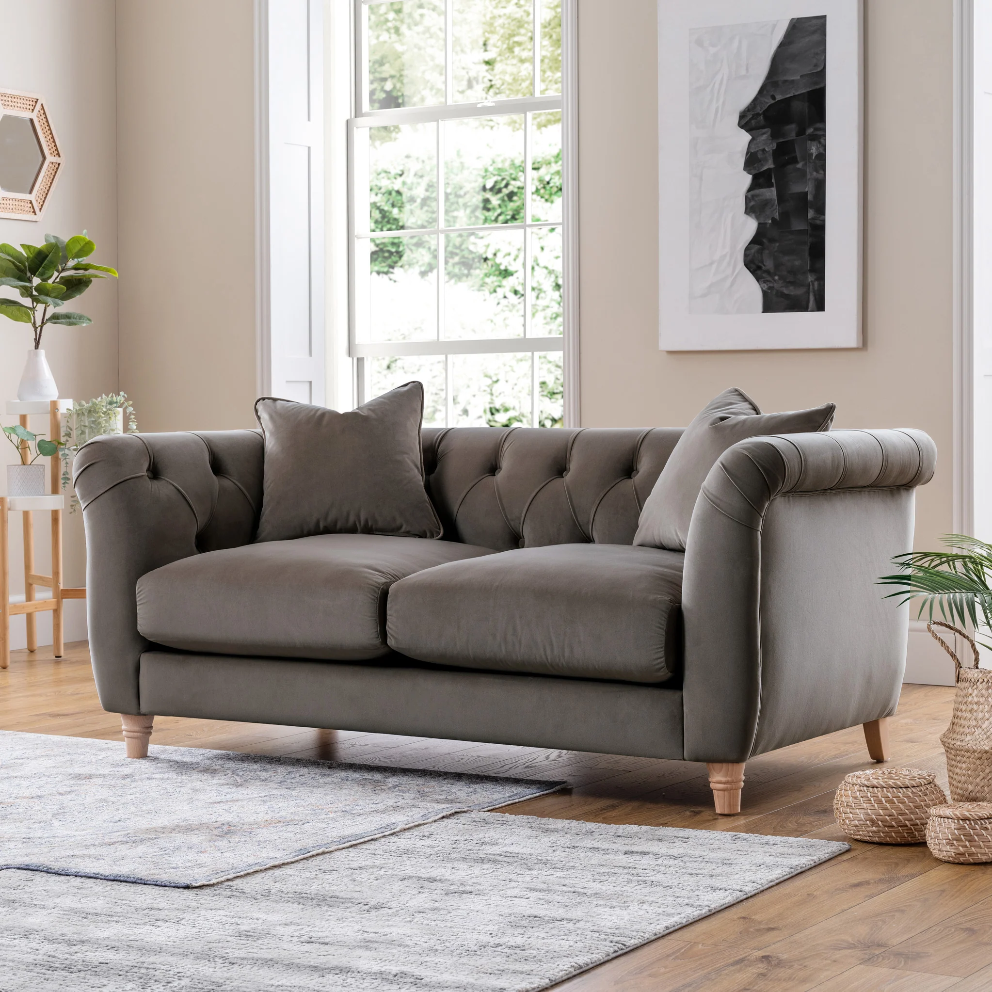 Clarence Velvet Chesterfield 2 Seater Sofa - Image 8