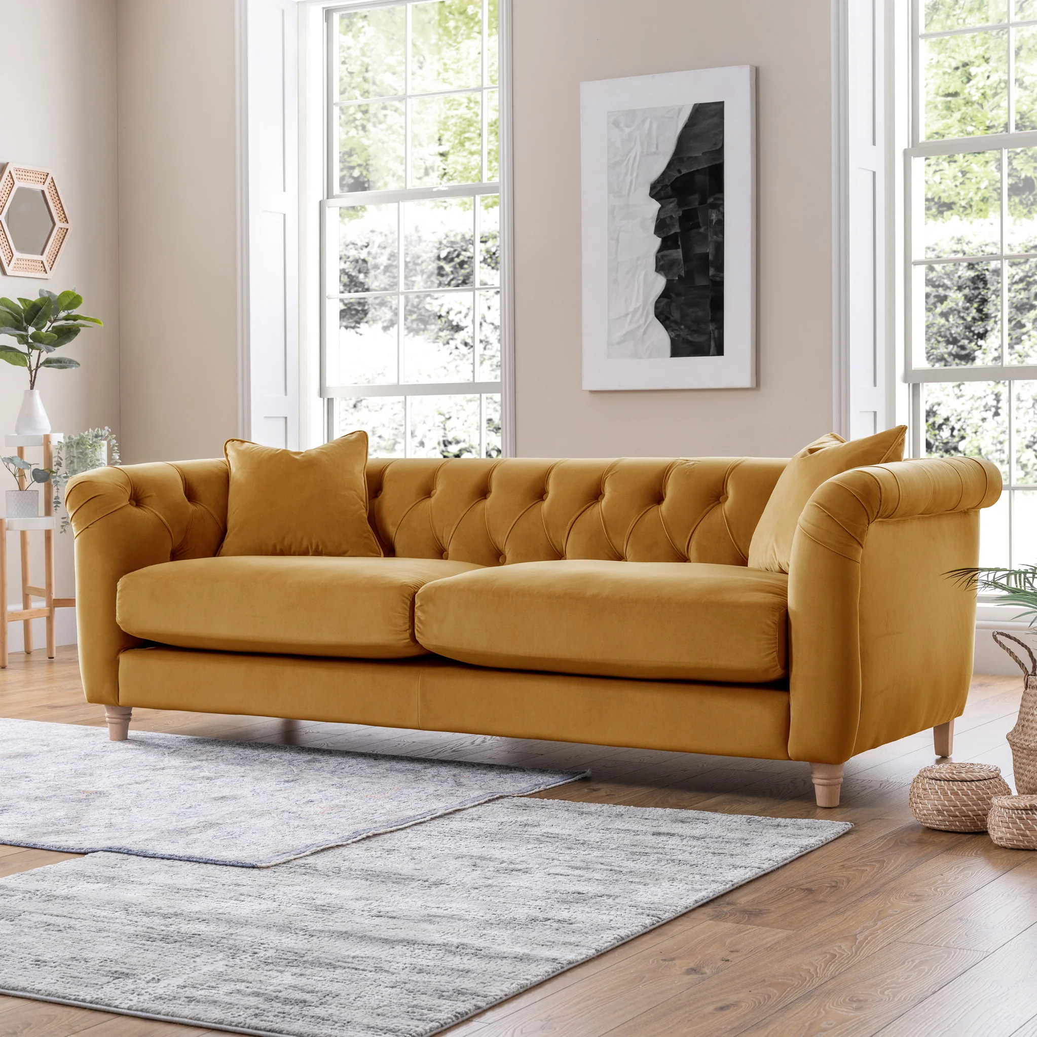 Clarence Velvet Chesterfield 3 Seater Sofa - Image 14