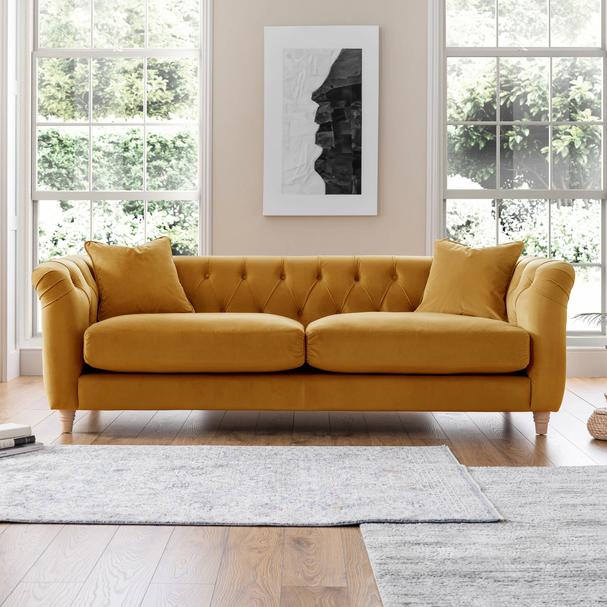 Clarence Velvet Chesterfield 3 Seater Sofa - Image 15