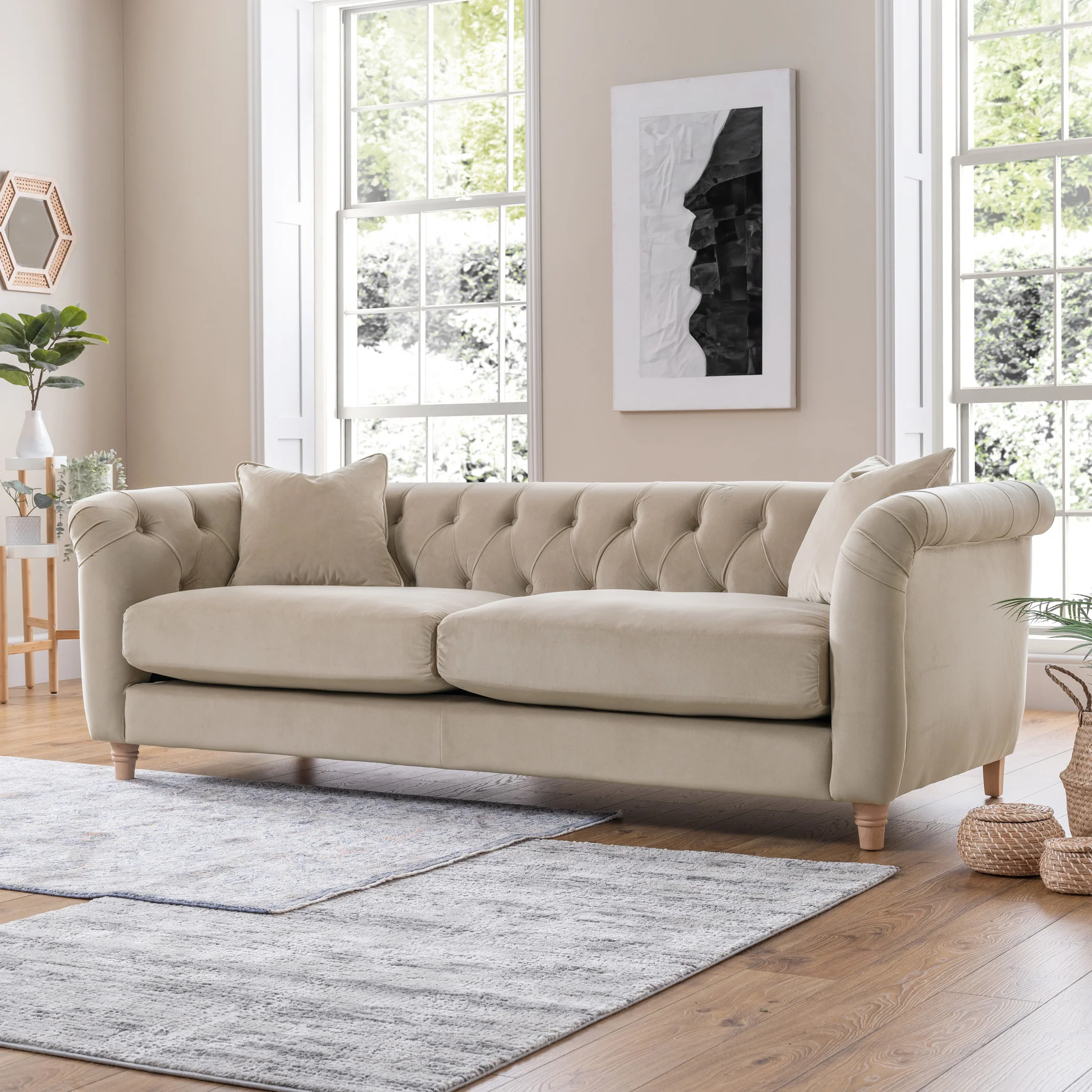 Clarence Velvet Chesterfield 3 Seater Sofa - Image 20