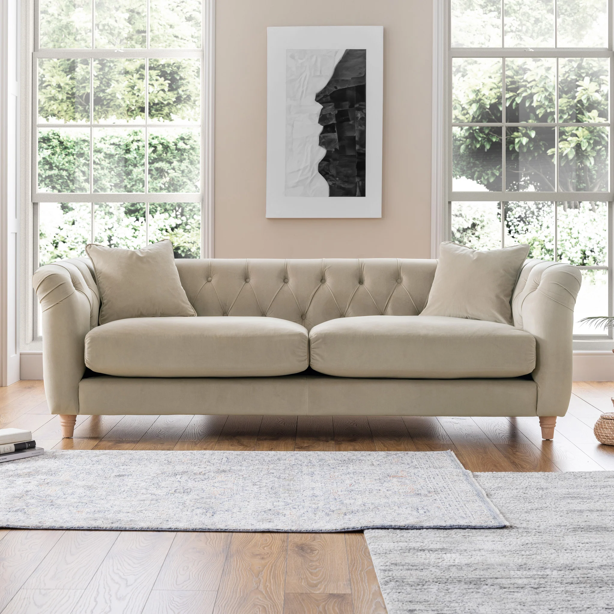 Clarence Velvet Chesterfield 3 Seater Sofa - Image 21