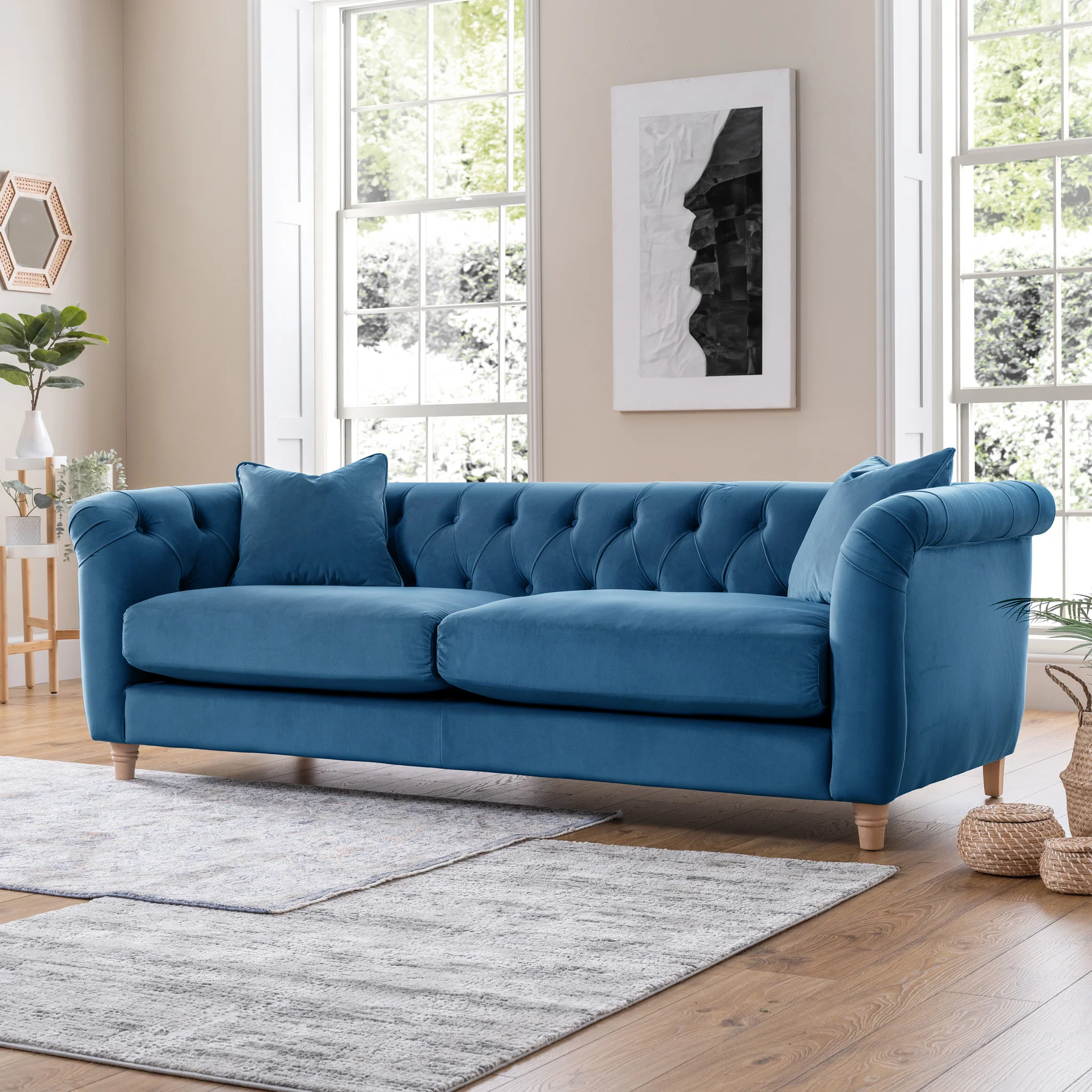 Clarence Velvet Chesterfield 3 Seater Sofa - Image 26