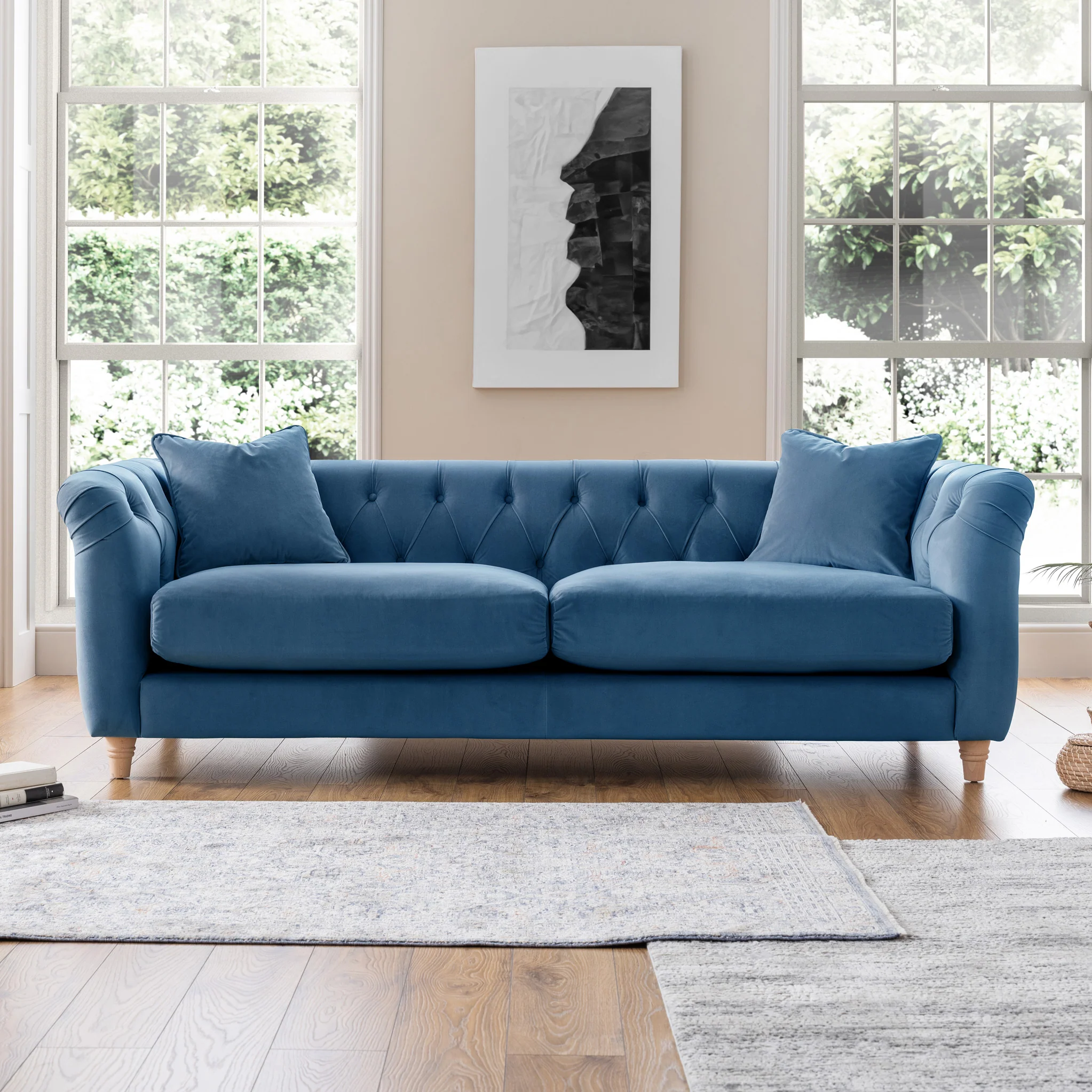 Clarence Velvet Chesterfield 3 Seater Sofa - Image 27