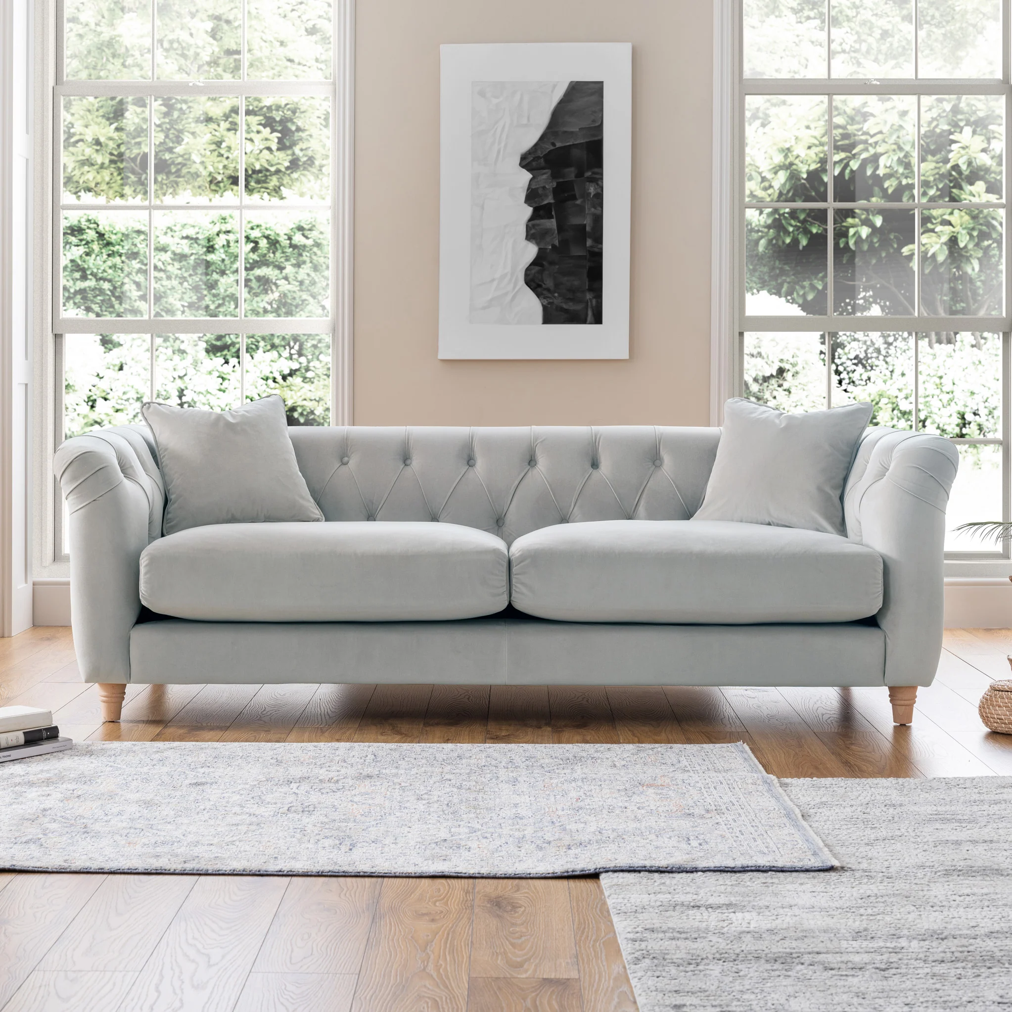 Clarence Velvet Chesterfield 3 Seater Sofa - Image 3