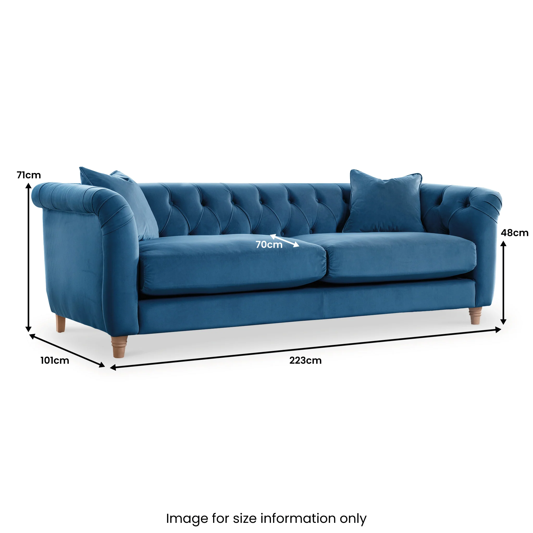 Clarence Velvet Chesterfield 3 Seater Sofa - Image 31