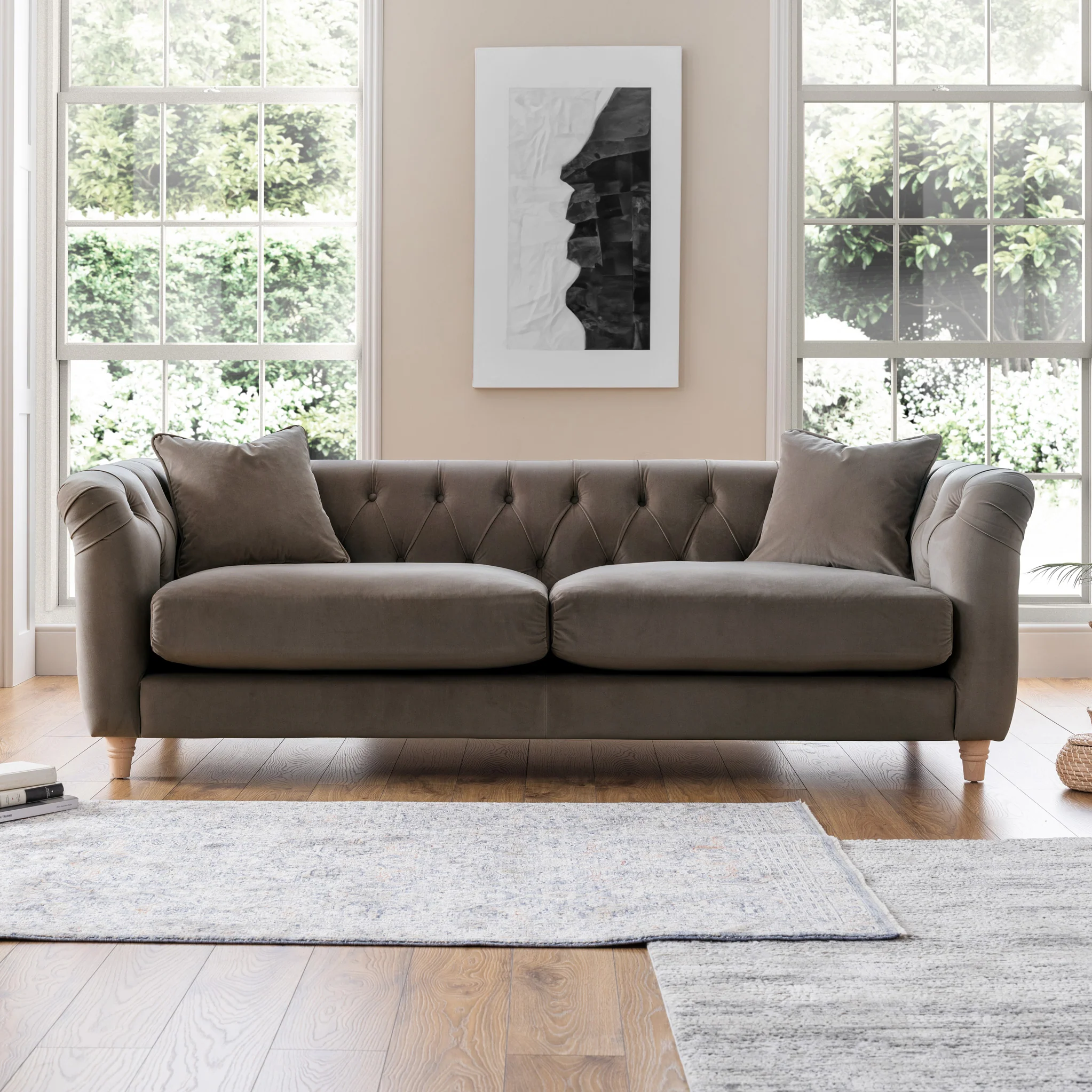 Clarence Velvet Chesterfield 3 Seater Sofa - Image 9