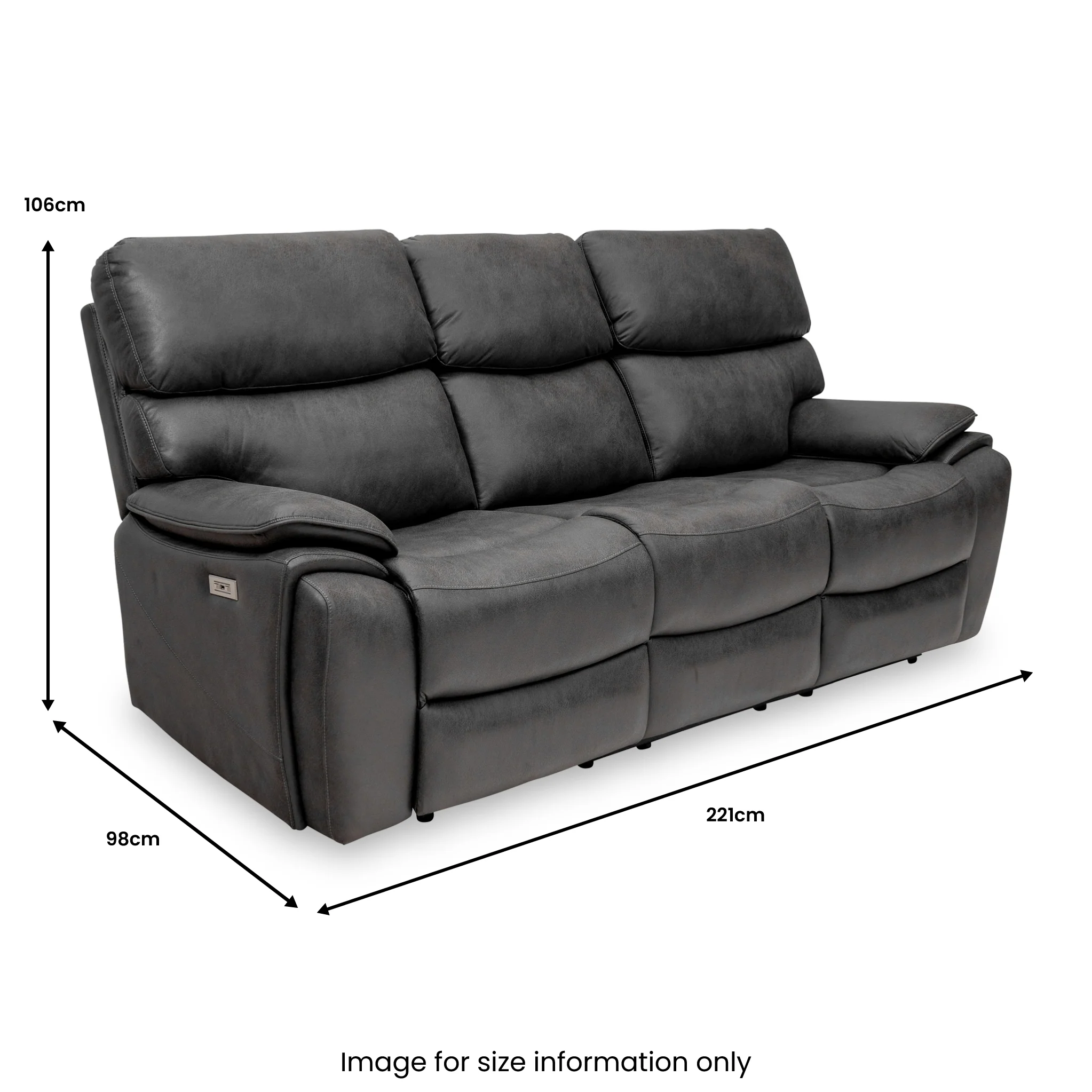 Clayton Power Recliner 3 Seater Sofa - Image 5