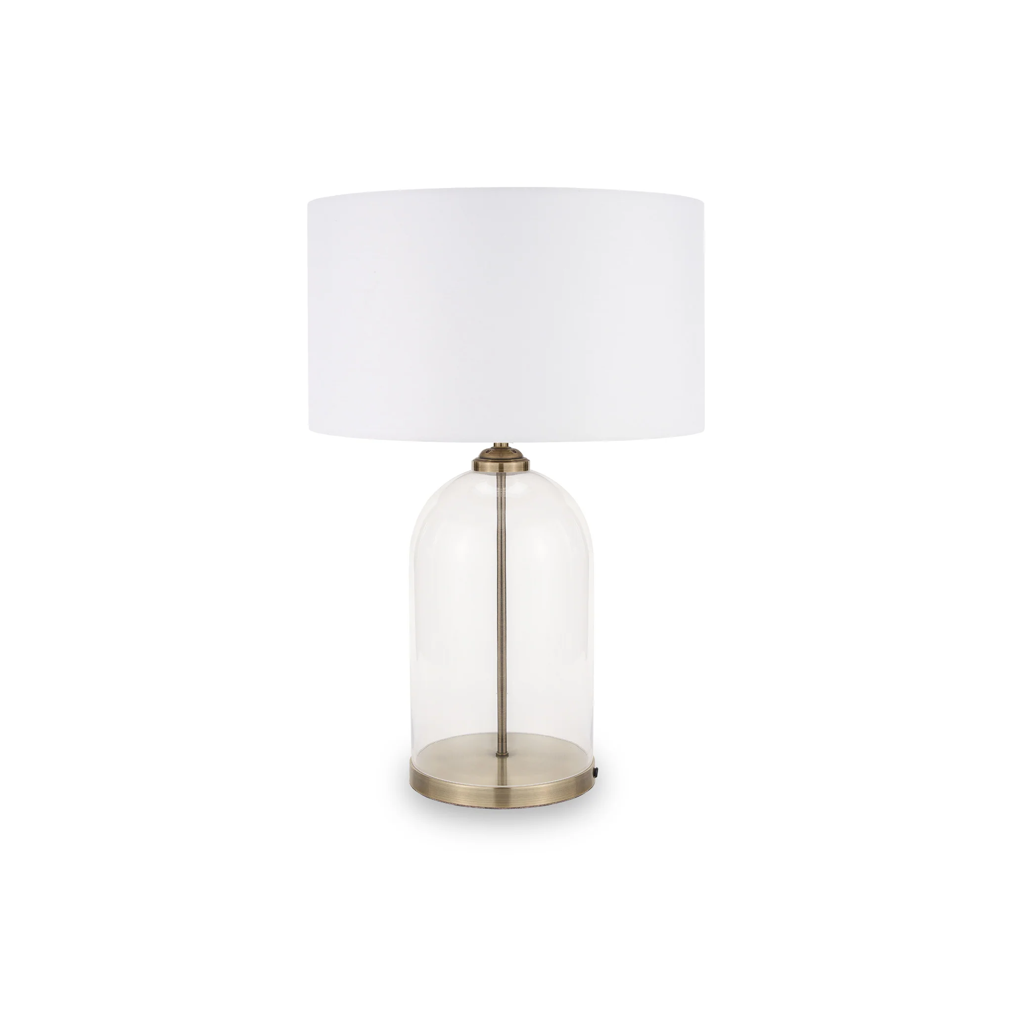 Cloche Clear Glass and Antique Brass Table Lamp